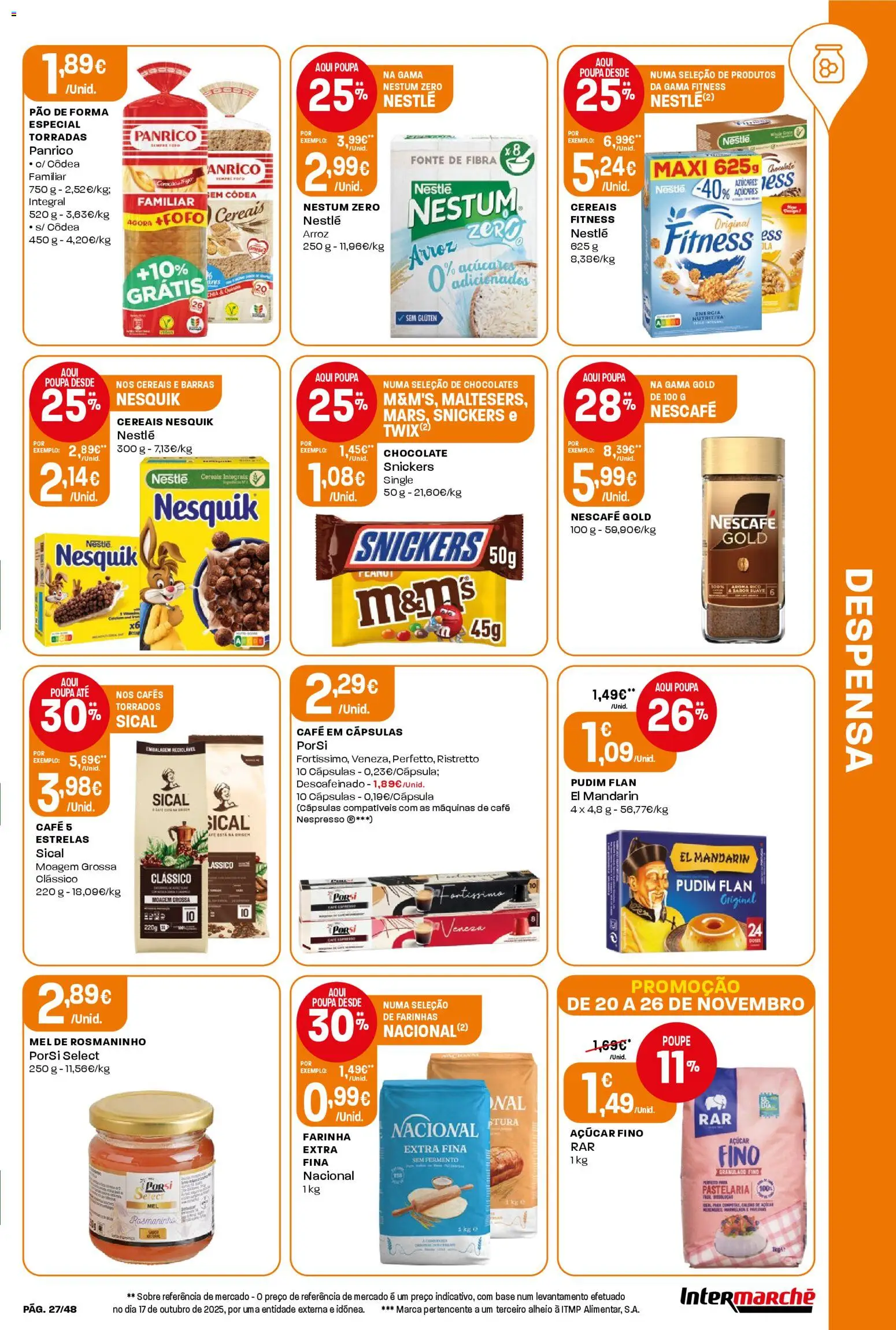 Intermarché folheto │ válido de 20.11.2025 | Página: 27 | Produtos: Pudim, Chocolate, Arroz, Açúcar