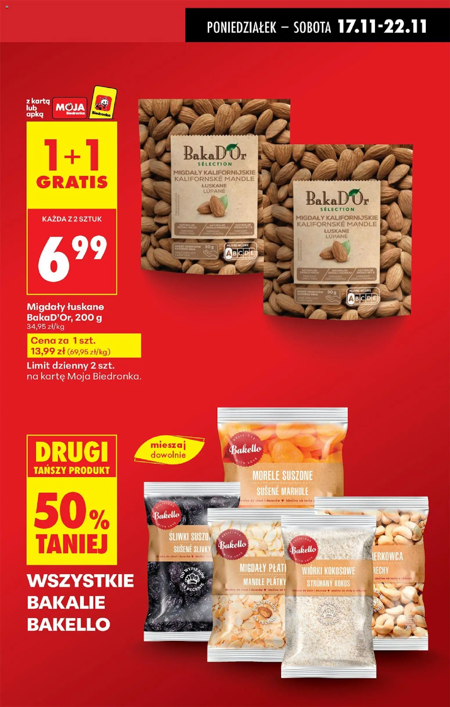 Biedronka gazetka od 17.11.2025 | Strona: 15 | Produkty: Karta, Wiórki kokosowe, Morele, Śliwki