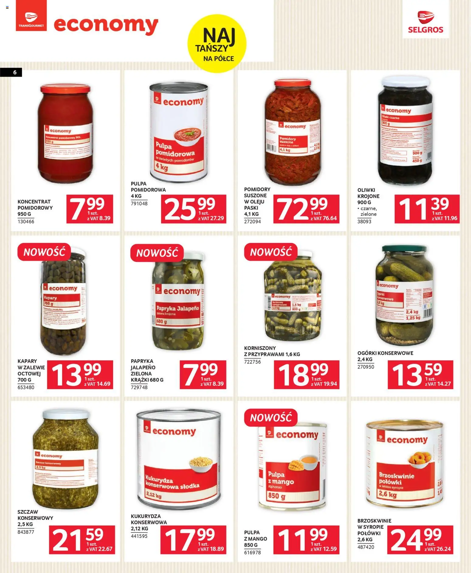 Selgros cash&carry Gazetka - Marki Własne od 05.02.2026 | Strona: 6 | Produkty: Papryka jalapeno, Kapary, Kukurydza, Pomidory