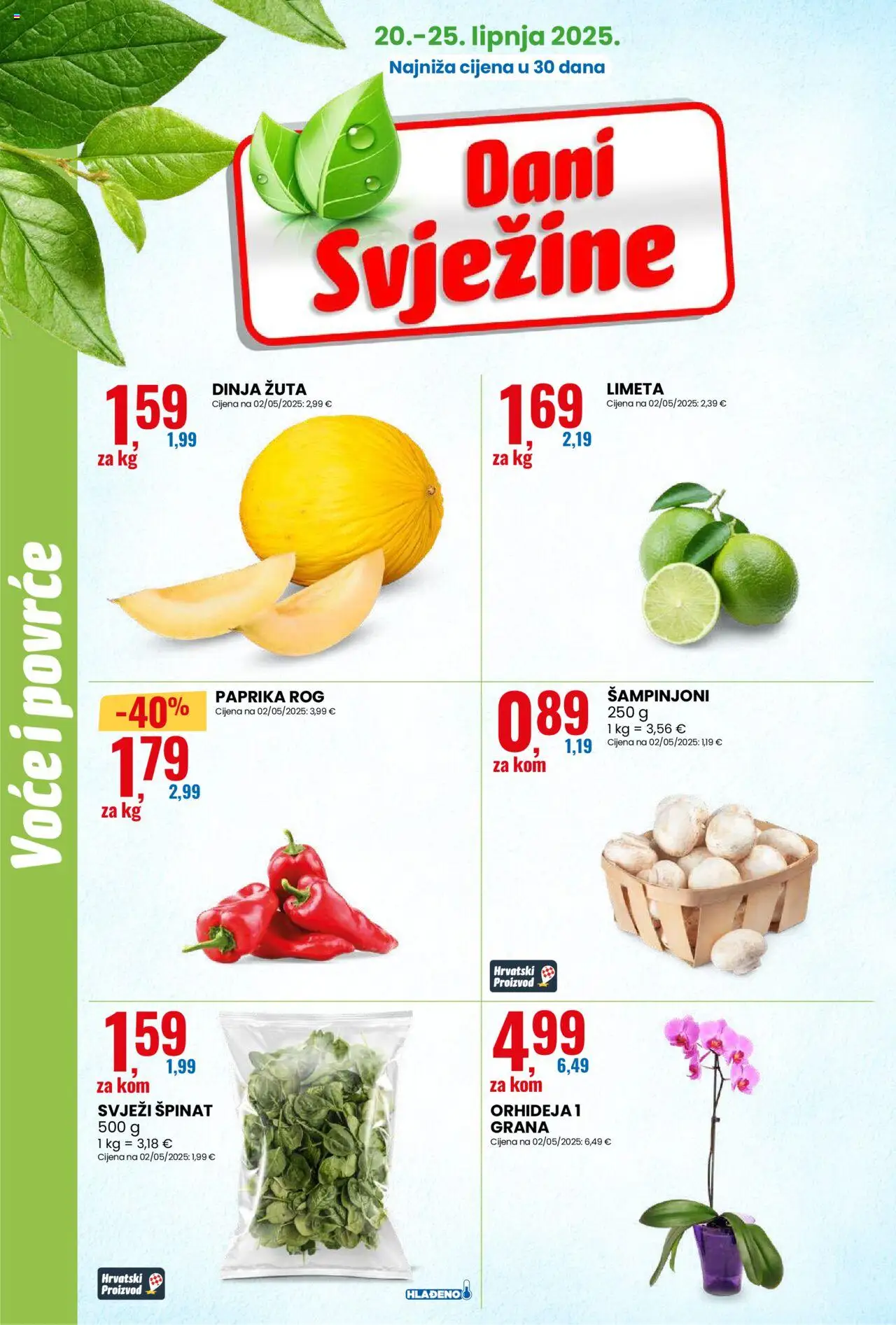Eurospin katalog | vrijedi od 20.06.2025 | Stranica: 2 | Proizvodi: Špinat, Paprika, Voće, Limeta