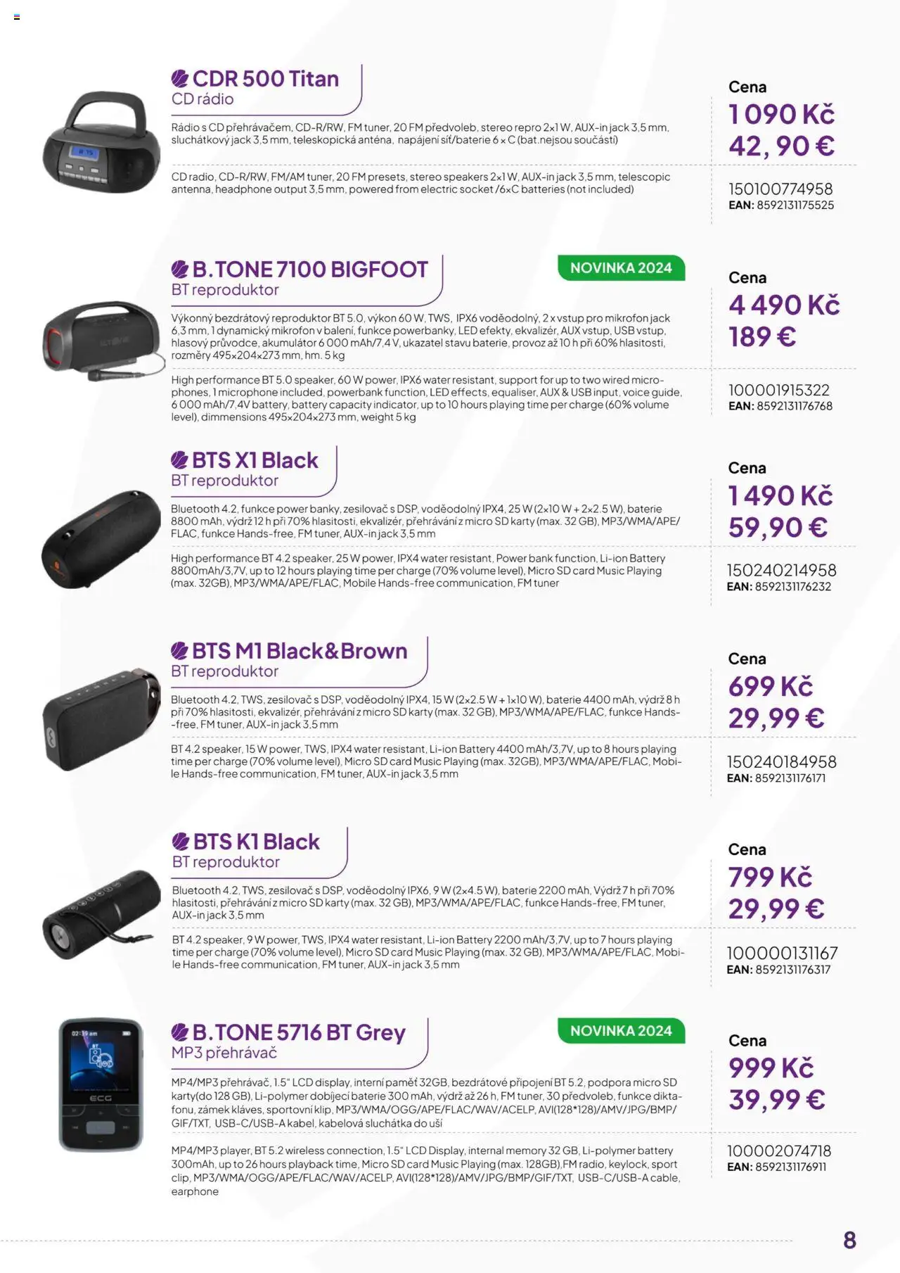 Expert elektro katalog - ECG - Televize audio-video od 19.08.2024 | Strana: 8 | Produkty: MP3, Přehrávač, Reproduktor, Cd