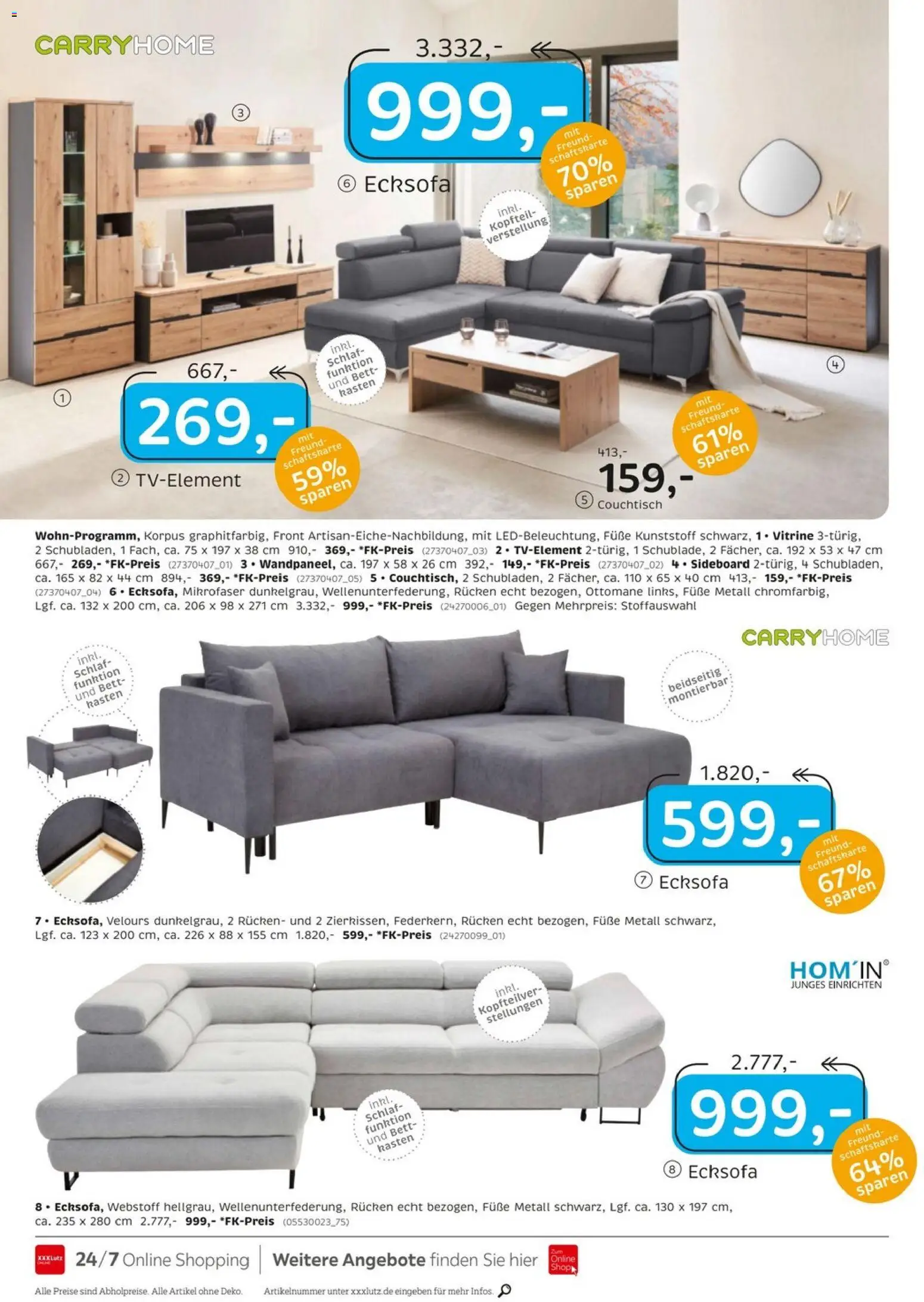 XXXL Lutz Junges Wohnen – gültig ab 30.11.2025 | Seite: 4 | Produkte: Sideboard, Ecksofa, Bett, Vitrine