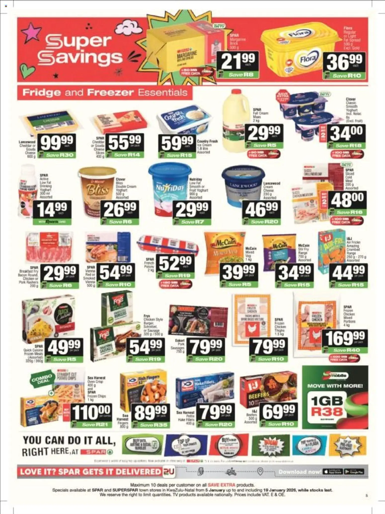 New Superspar catalogue – valid from 05.01.2026 | Page: 5 | Products: Freezer, TV, Fish, Bacon