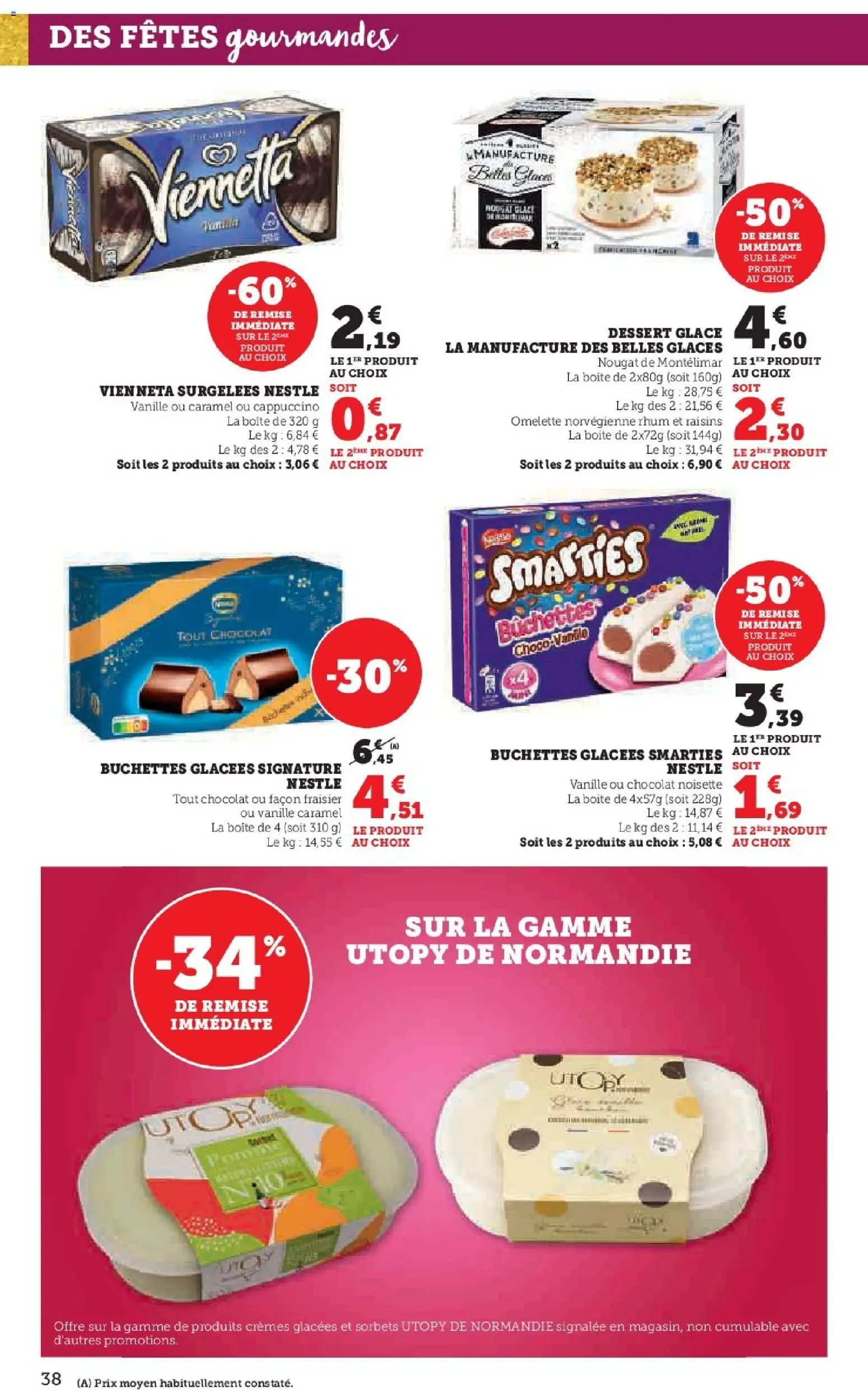 {H1} | Page: 38 | Produits: Noisette, Rhum, Fraisier, Chocolat