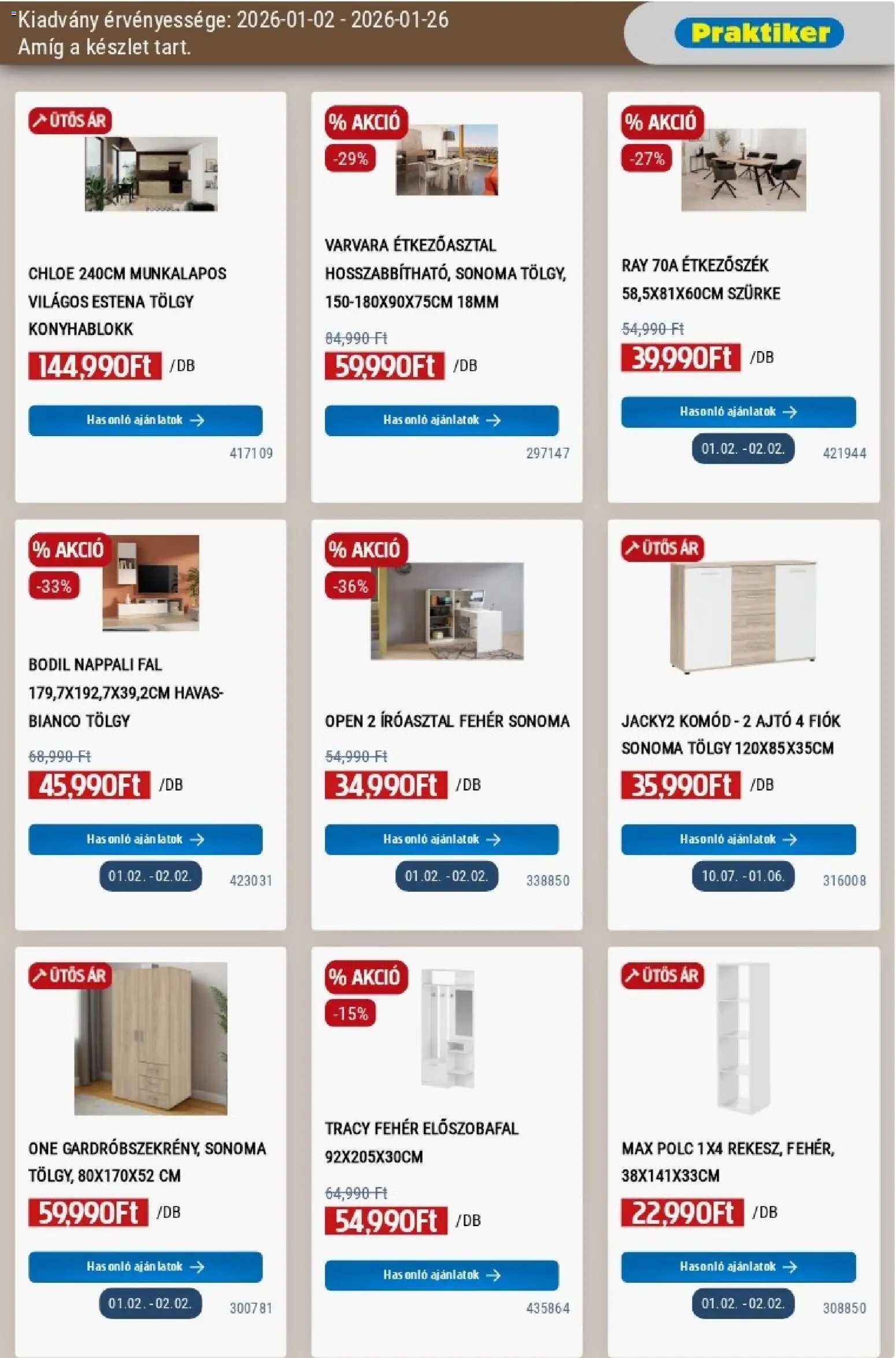 Praktiker akciós ujság - amely érvényes a következő dátumtól: 02.01.2026 | Oldal: 15 | Termékek: Étkezőasztal, Polc, Komód, Íróasztal