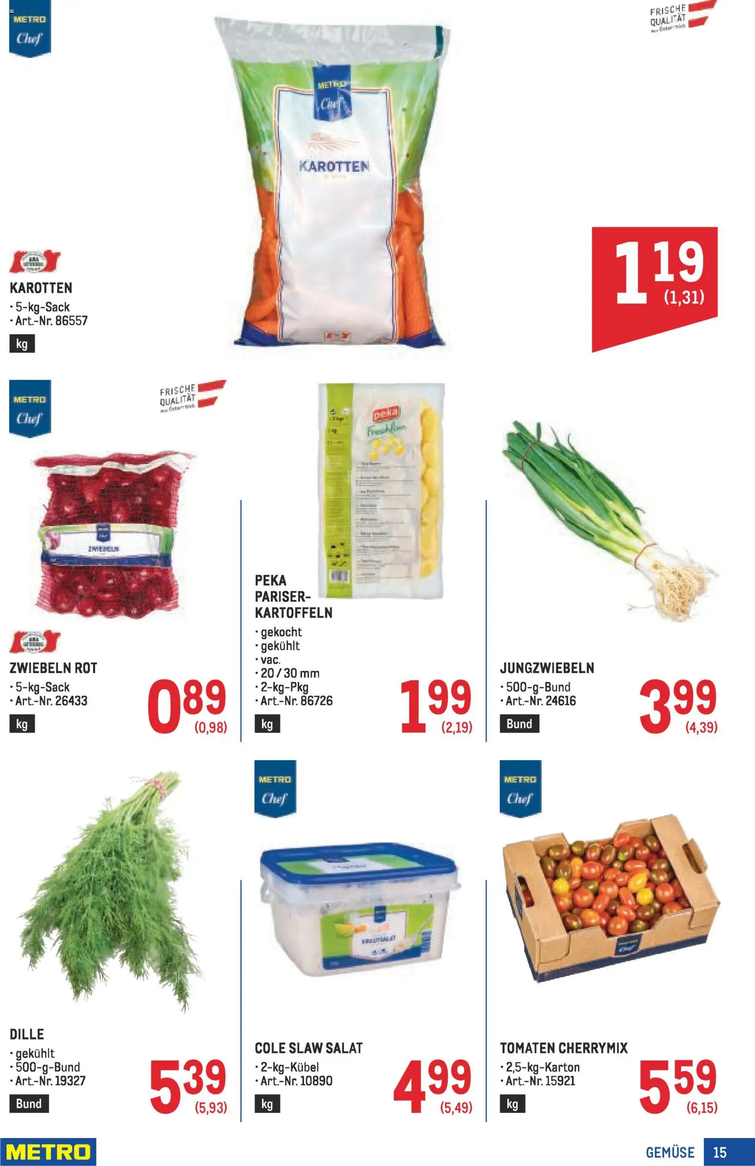 Metro Profi gültig ab 05.02.2026 | Seite: 15 | Produkte: Salat, Kartoffeln, Gemüse, Tomaten