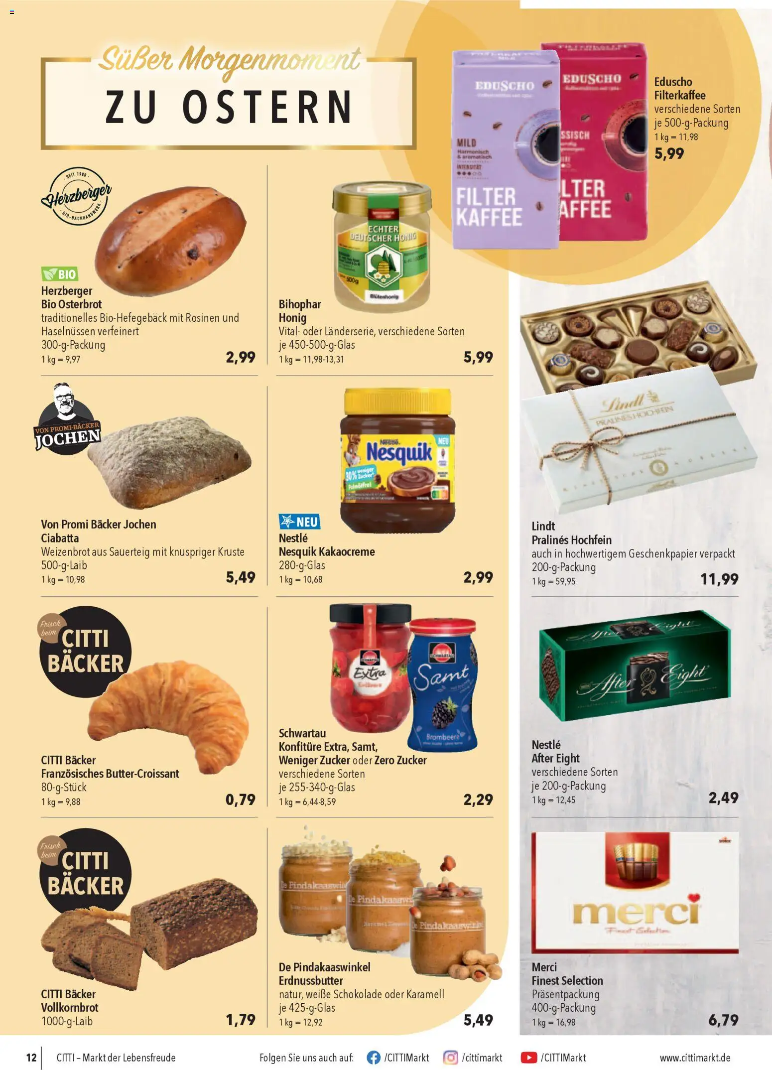 CITTI Markt Prospekt 	 – gültig ab 01.04.2026 | Seite: 12 | Produkte: Nesquik, Kaffee, Zucker, Eduscho