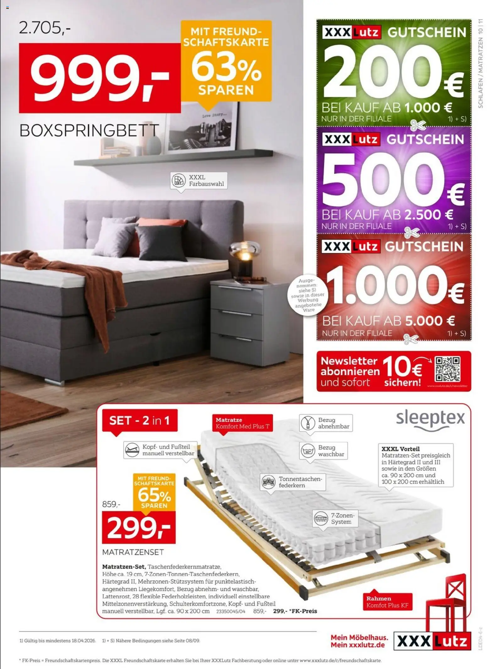 XXXLutz Nr. 1 beim Preis – gültig ab 04.04.2026 | Seite: 11 | Produkte: Matratze, Boxspringbett