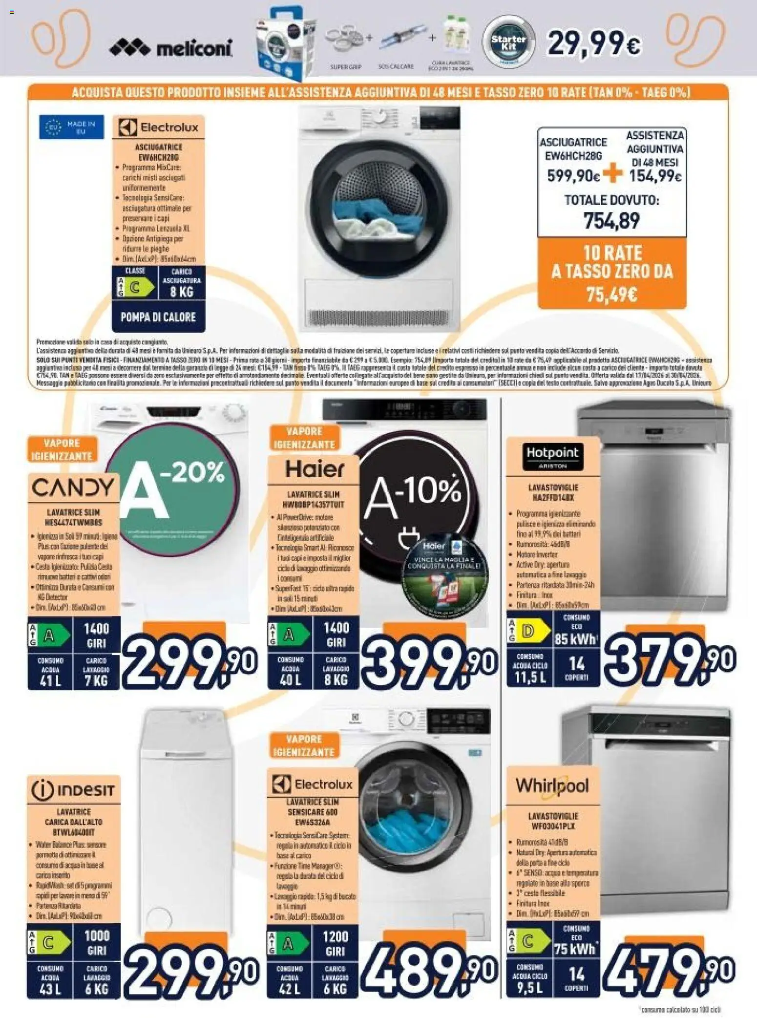 Volantino Unieuro del 17.04.2026 | Pagina: 22 | Prodotti: Crema, Acqua, Lavatrice, Lavastoviglie