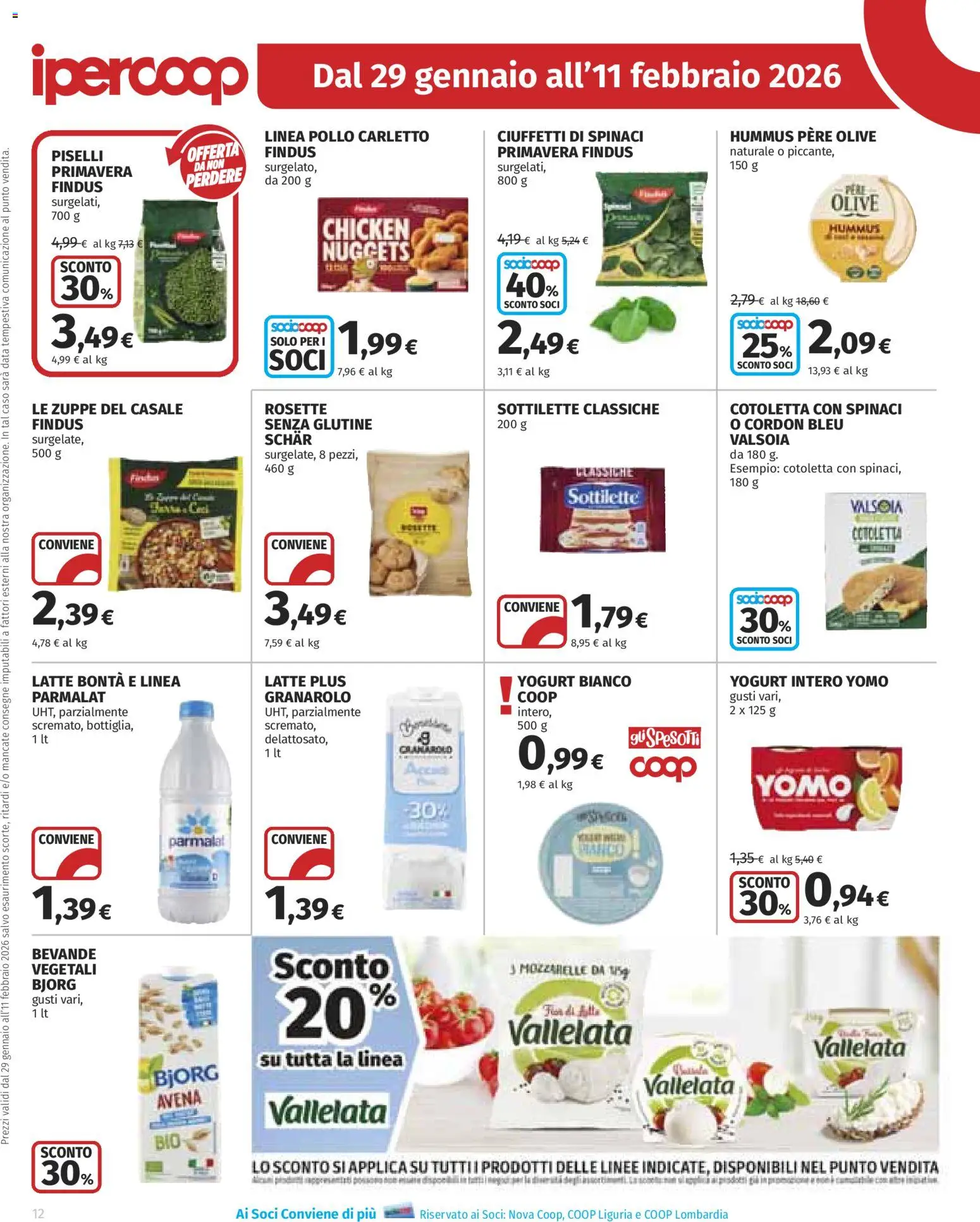 Volantino Ipercoop del 29.01.2026 | Pagina: 12 | Prodotti: Nuggets, Latte, Olive, Spinaci