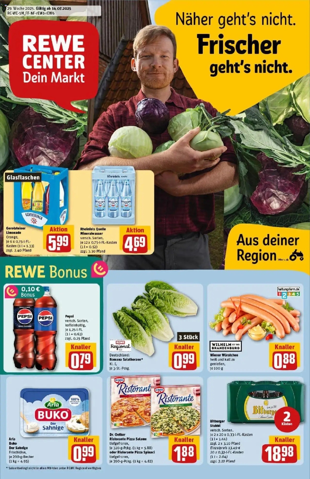 Rewe prospekt Bernkastel / Kues	 - gültig ab dem 13.07.2025 | Seite: 1 | Produkte: Mineralwasser, Arla buko, Salami, Rheinfels quelle
