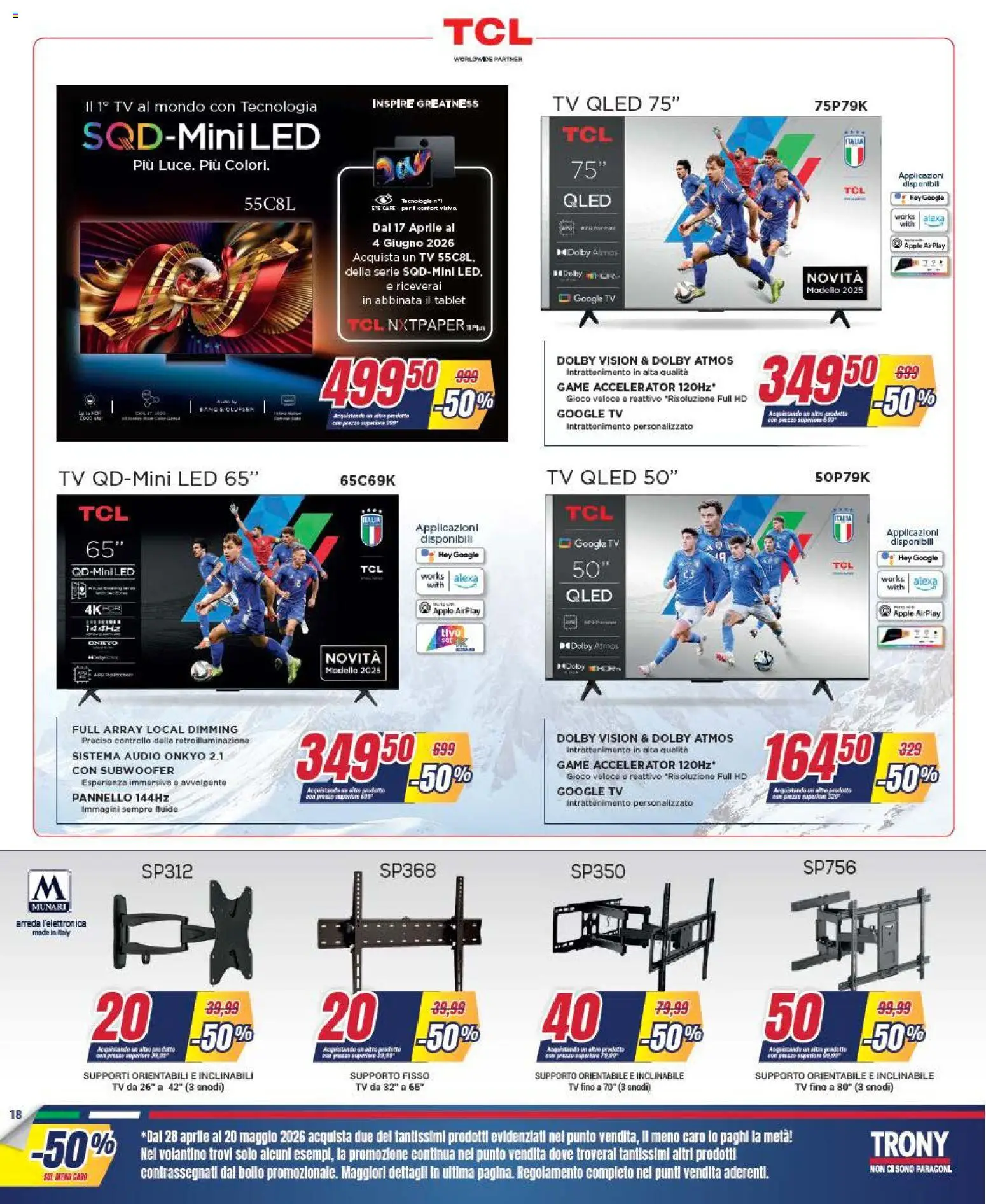 Volantino Trony del 28.04.2026 | Pagina: 18 | Prodotti: Tablet, TV, Audio, Gioco