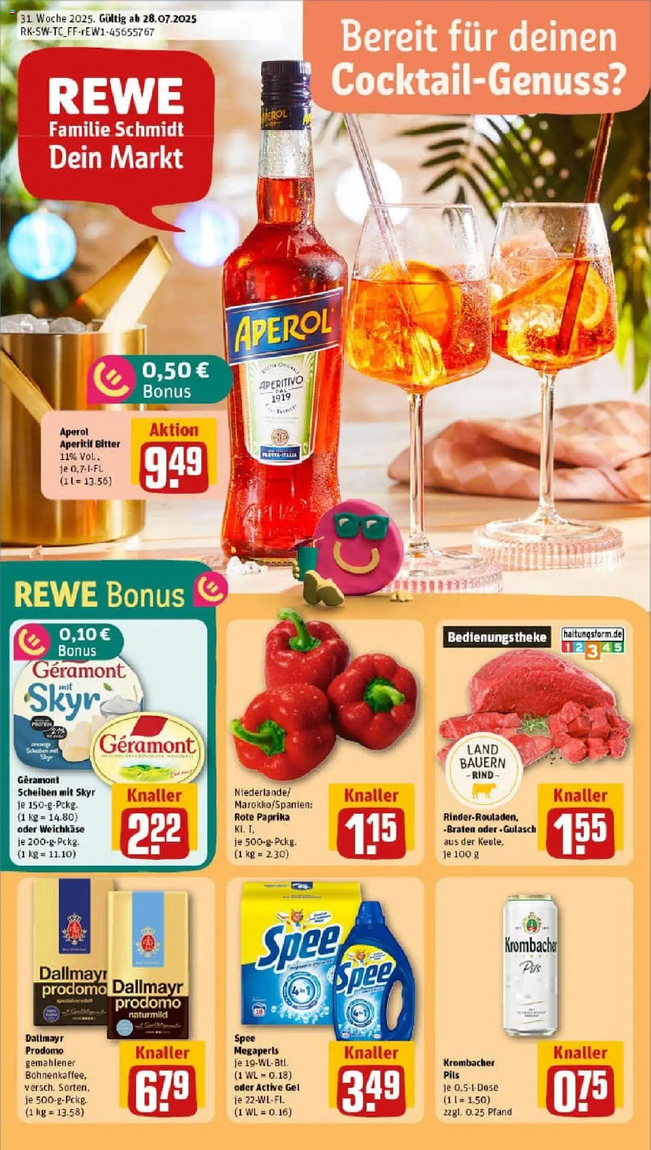 Rewe prospekt Erbach	 - gültig ab dem 27.07.2025 | Seite: 1 | Produkte: Pils, Skyr, Dallmayr, Paprika