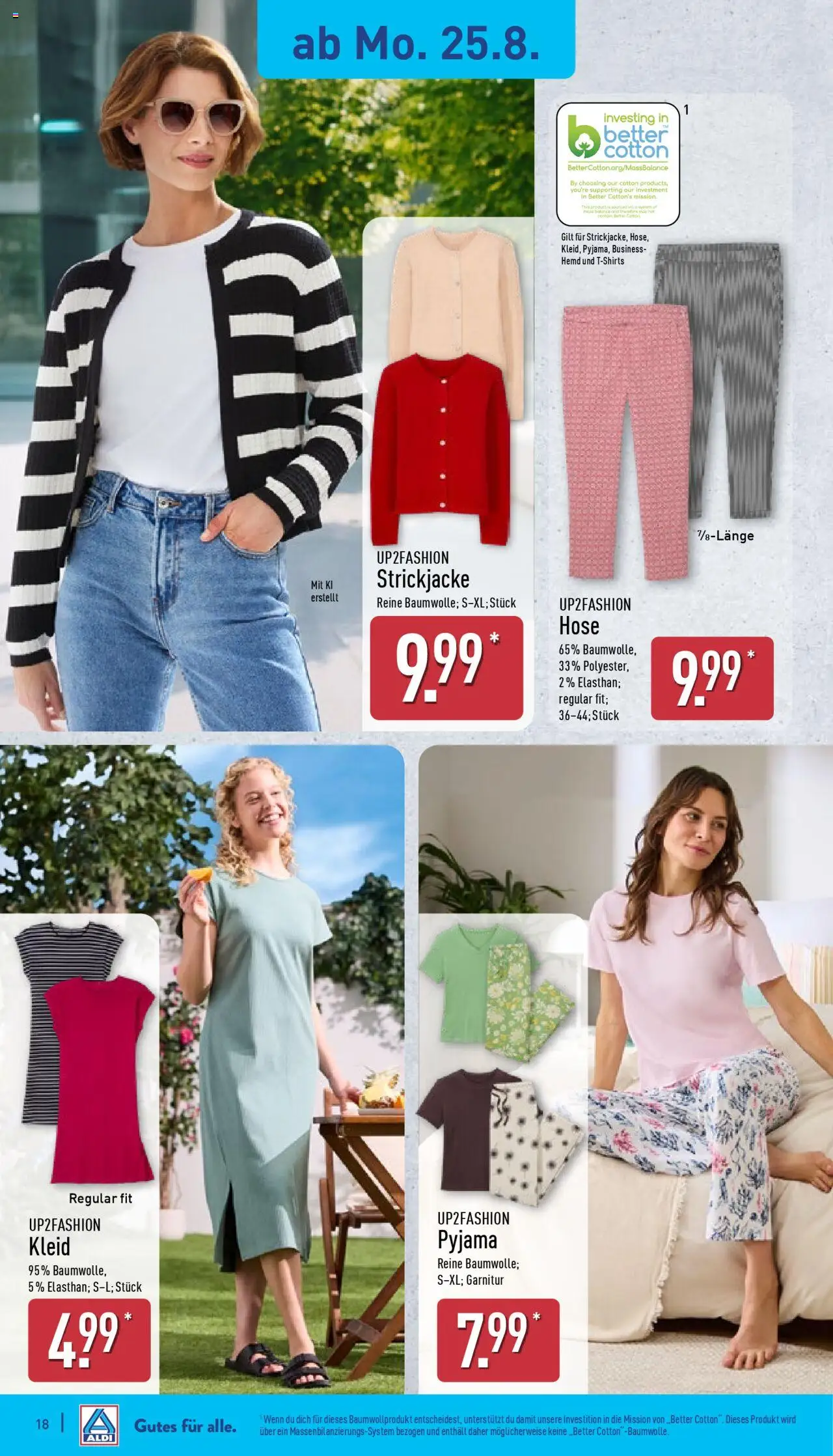 Aldi Prospekt 	 - gültig ab dem 25.08.2025 | Seite: 18 | Produkte: Up2fashion, Hose, Pyjama, Kleid