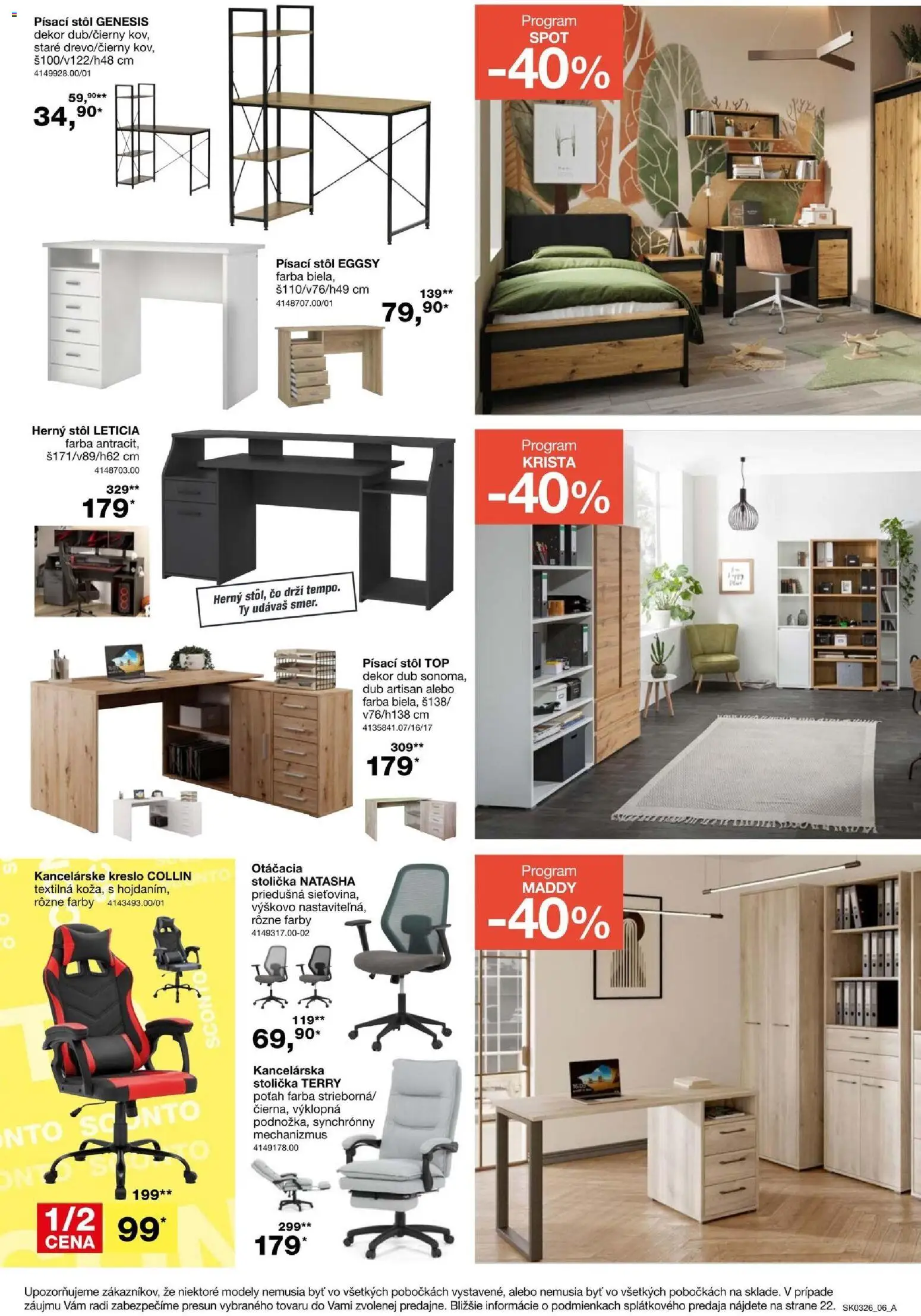 Nové Sconto nábytok akcie – leták je platný od 11.02.2026 | Strana: 6 | Produkty: Kancelárska stolička, Stôl, Herný stol, Písací stôl