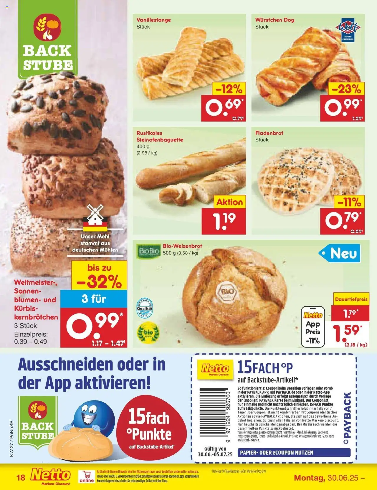 Netto Marken-Discount prospekt Amberg	 - gültig ab dem 29.06.2025 | Seite: 20 | Produkte: Mehl, Blumen, Baguette, Kürbis