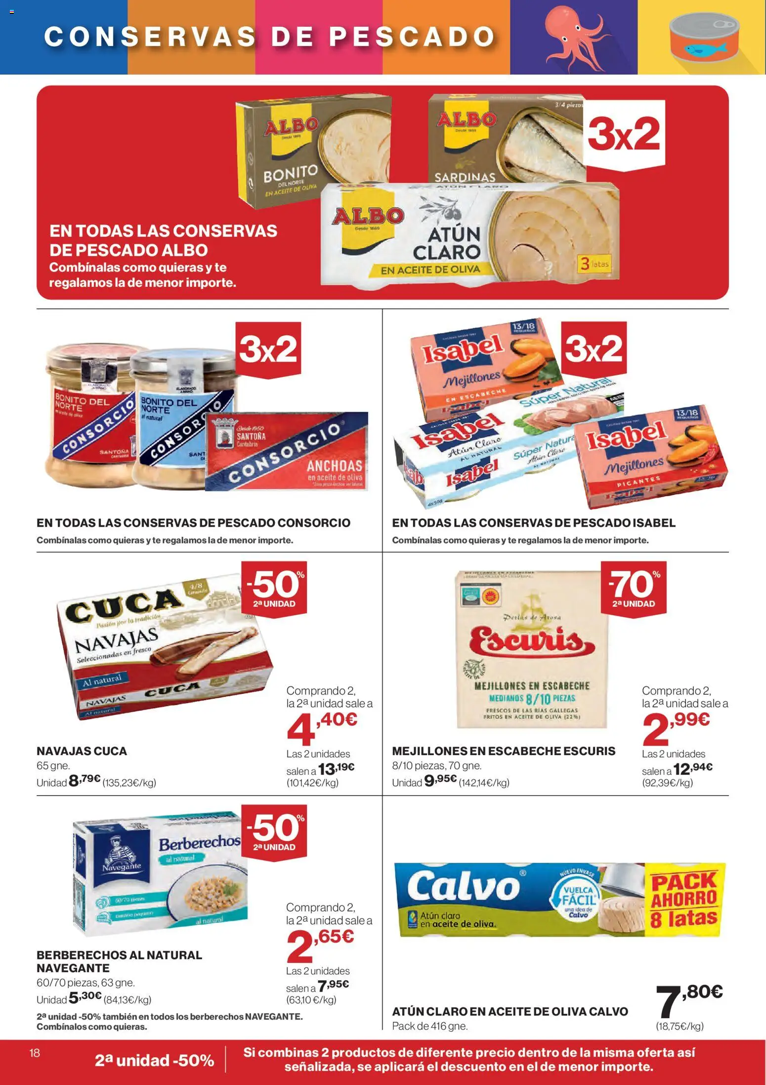 El Corte Inglés ofertas │ válido desde el 26.02.2026 | Página: 18 | Productos: Berberechos, Aceite, Pescado, Té