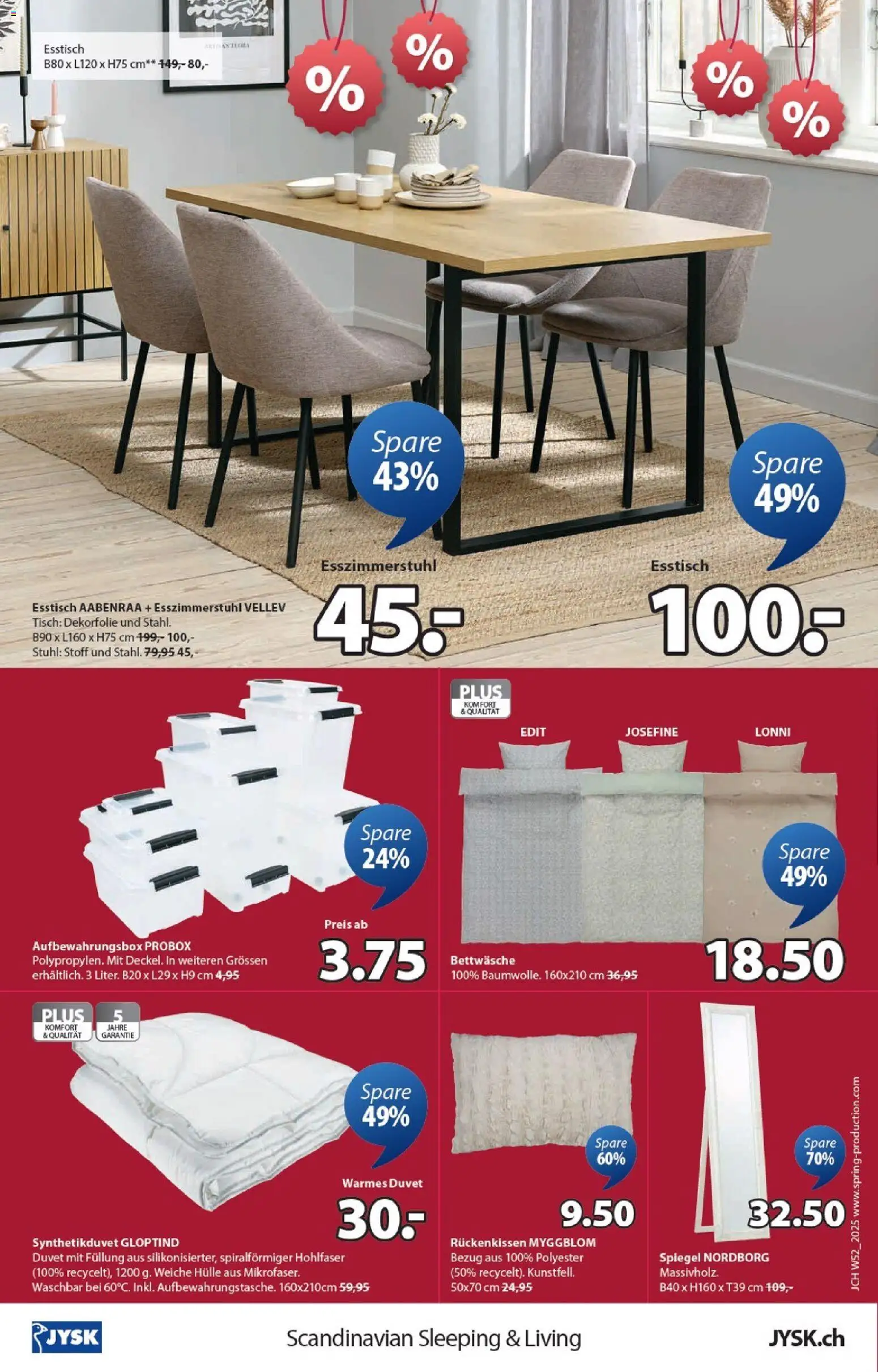 JYSK Aktionen – gültig ab 23.12.2025 | Seite: 12 | Produkte: Stuhl, Hülle, Bettwäsche, Esstisch