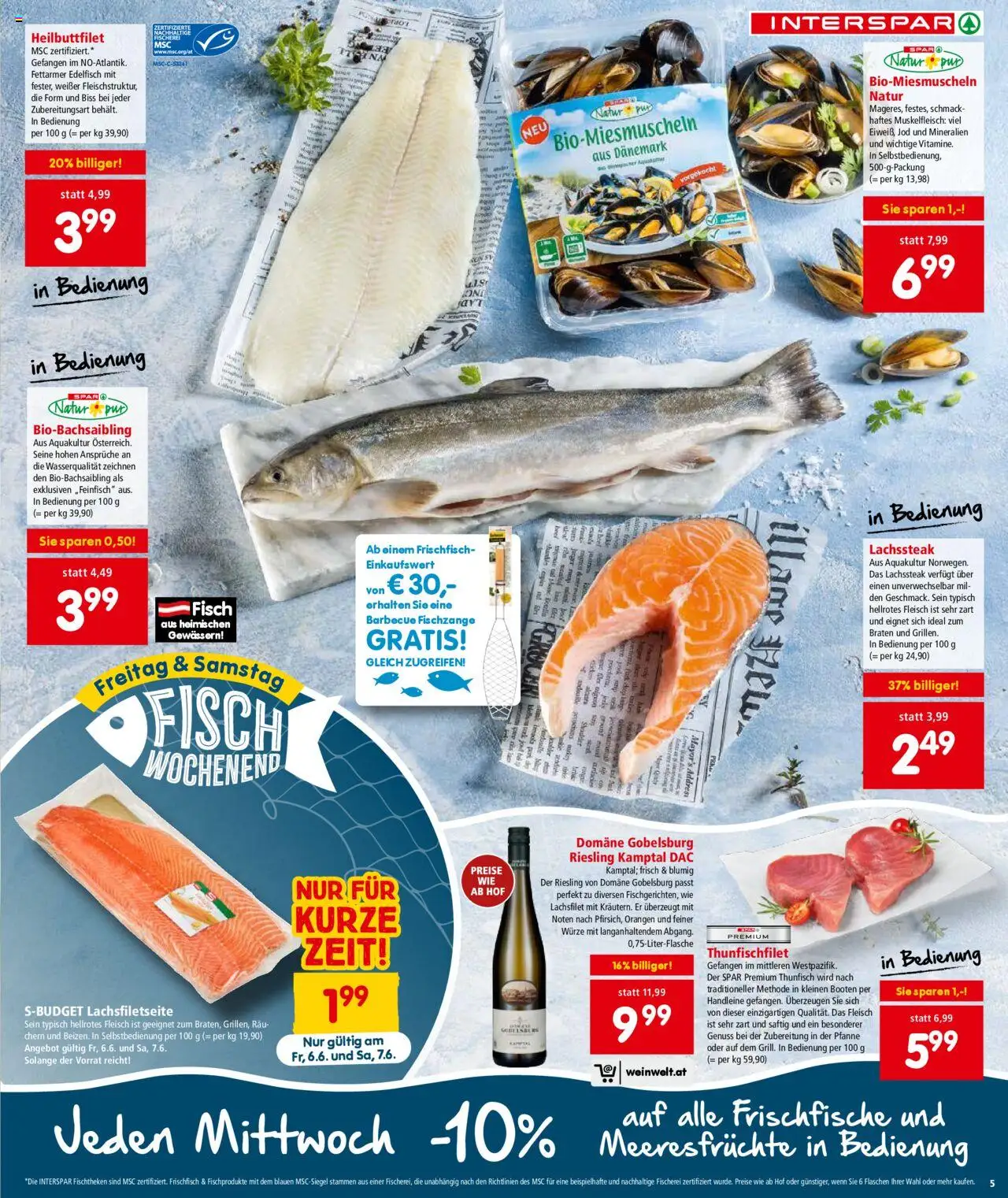 Interspar Flugblatt - Kärnten gültig ab 05.06.2025 | Seite: 5 | Produkte: Meeresfrüchte, Orangen, Fisch