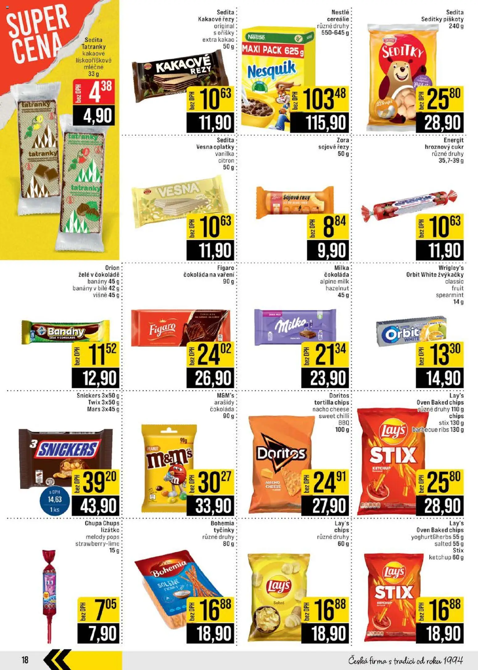 Jip leták - Cash & Carry od 26.11.2025 | Strana: 18 | Produkty: Tyčinky, Nesquik, Citron, Tortilla