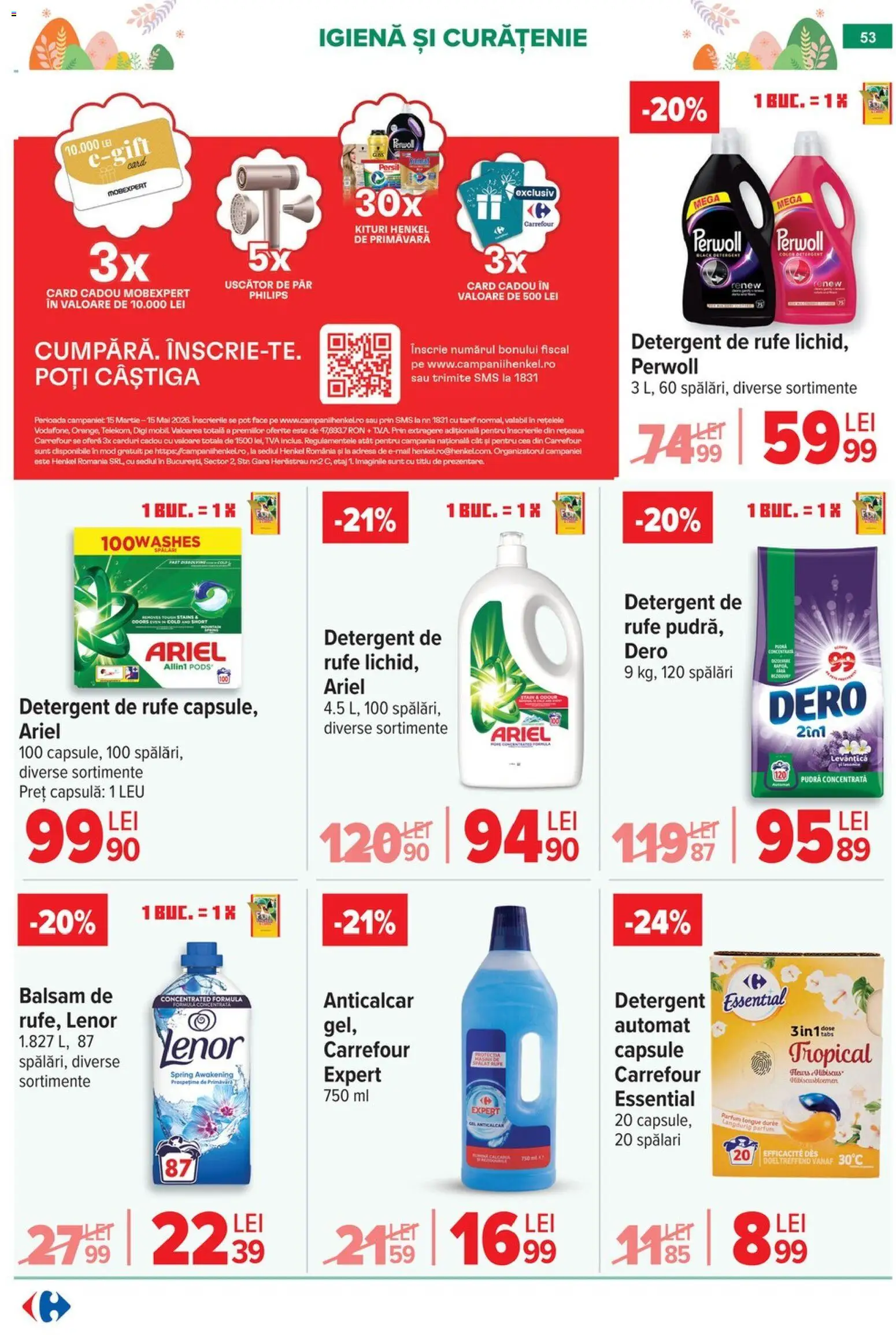 Noul catalog Carrefour – valabil de la 06.04.2026 | Pagină: 59 | Produse: Enginar, Uscător, Uscător De Păr, Pudră