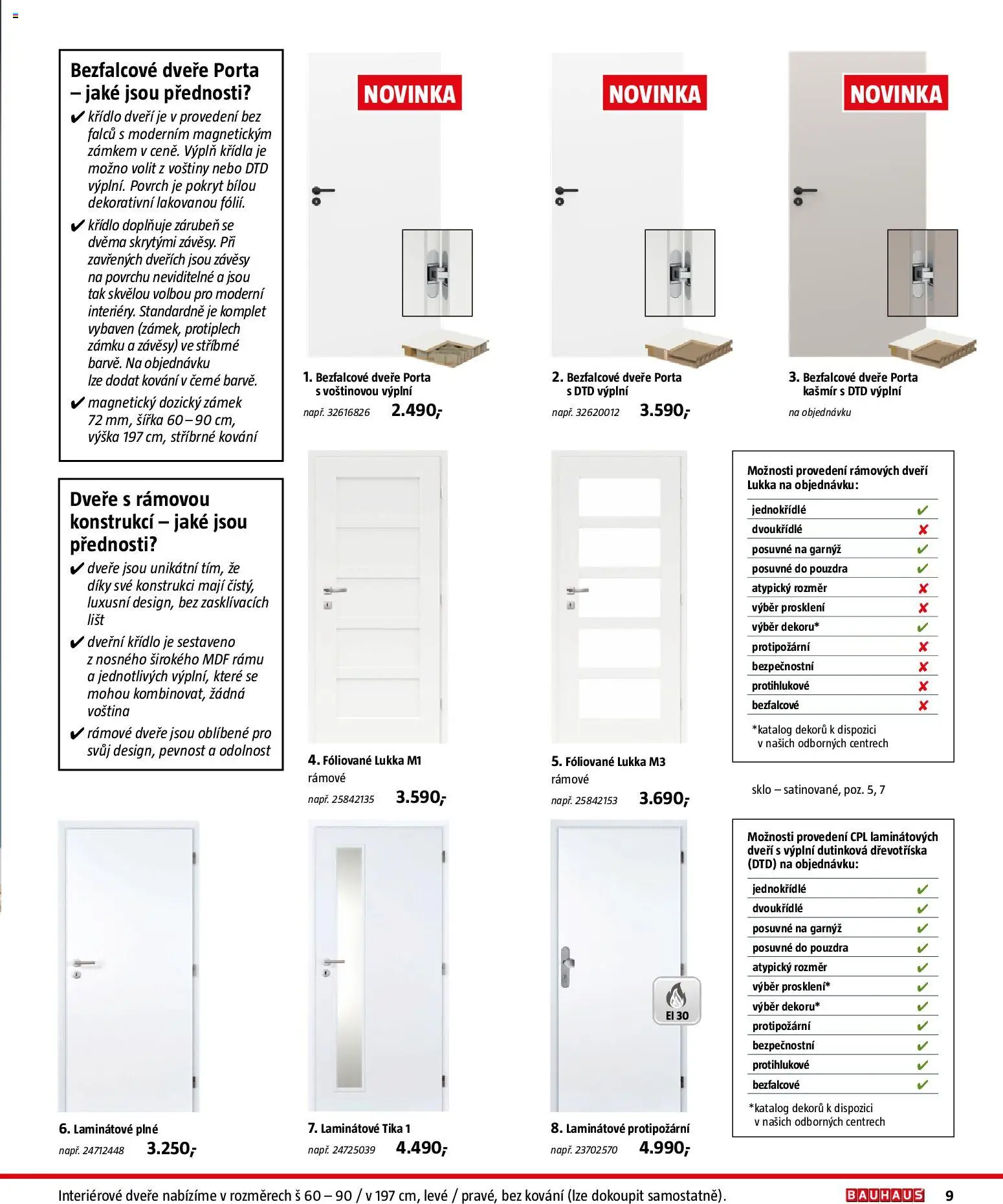 Bauhaus katalog Stavební prvky od 03.11.2025 | Strana: 9 | Produkty: Interiérové dveře, Závěsy