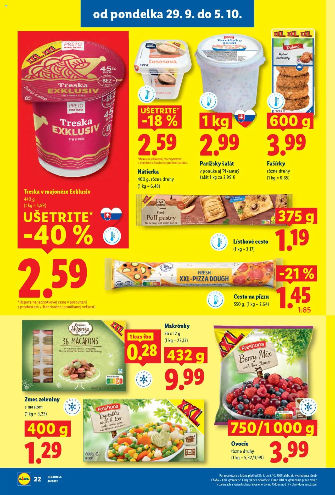 Nové Lidl akcie – leták je platný od 29.09.2025 | Strana: 32 | Produkty: Fašírky, Ryba, Treska, Ovocie