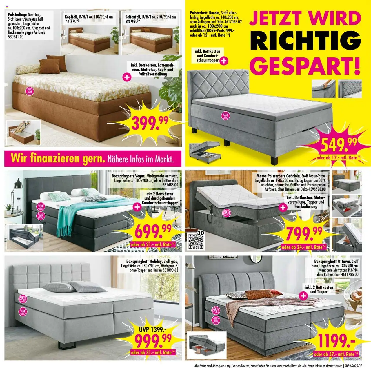 SB Möbel Boss Prospekt 	 – gültig ab 20.09.2025 | Seite: 7 | Produkte: Kissen, Boxspringbett, Polsterbett, Topper