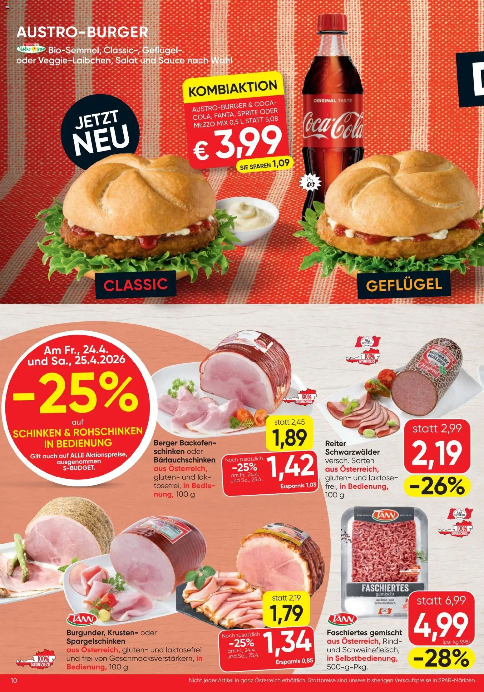 Spar - Flugblatt gültig ab 23.04.2026 | Seite: 10 | Produkte: Salat, Schinken, Schweinefleisch