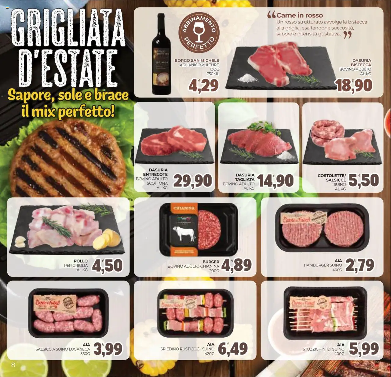Volantino Eté del 05.08.2025 | Pagina: 8 | Prodotti: Bovino, Pollo, Salsiccia, Griglia