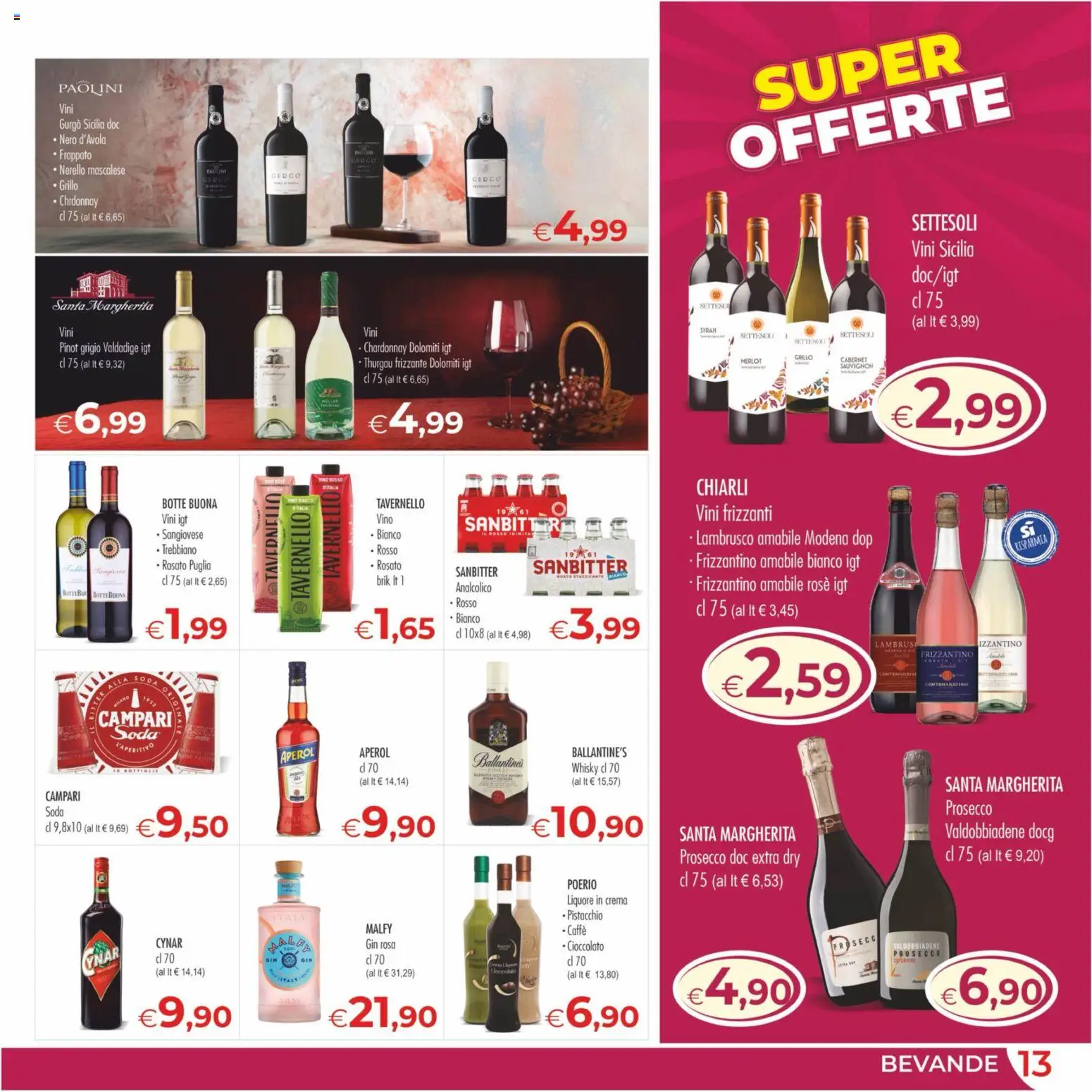 Volantino MerSi Supermercati del 08.04.2026 | Pagina: 13 | Prodotti: Crema, Prosecco, Vino, Liquore