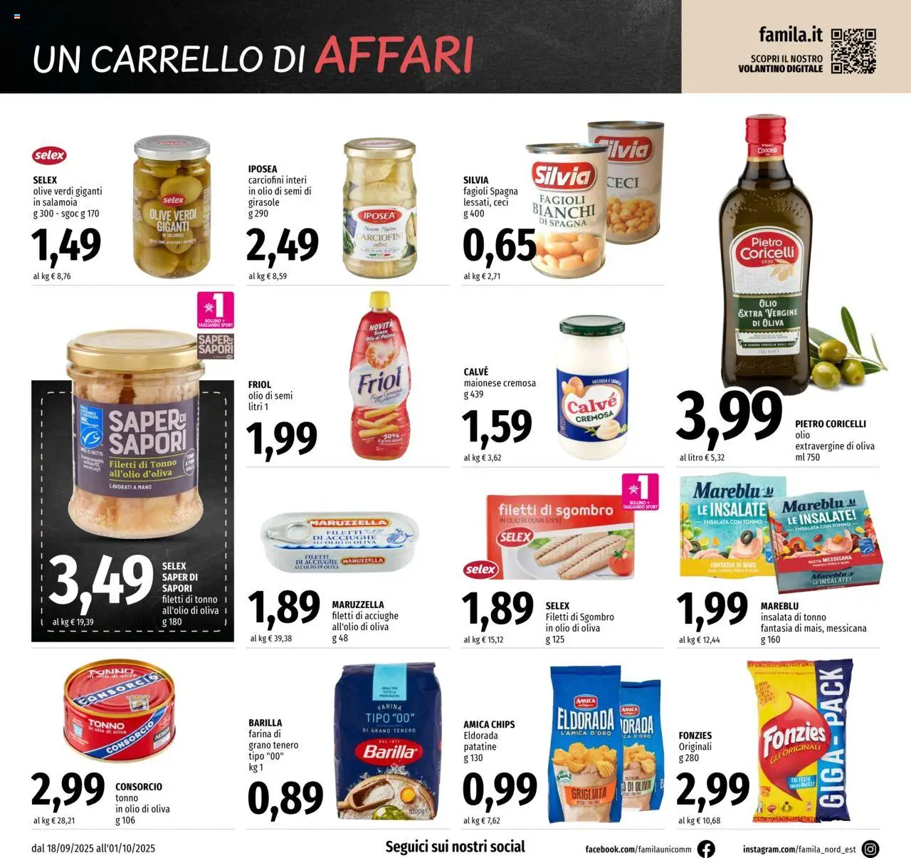 Volantino Famila del 18.09.2025 | Pagina: 10 | Prodotti: Maionese, Olio, Farina, Carrello