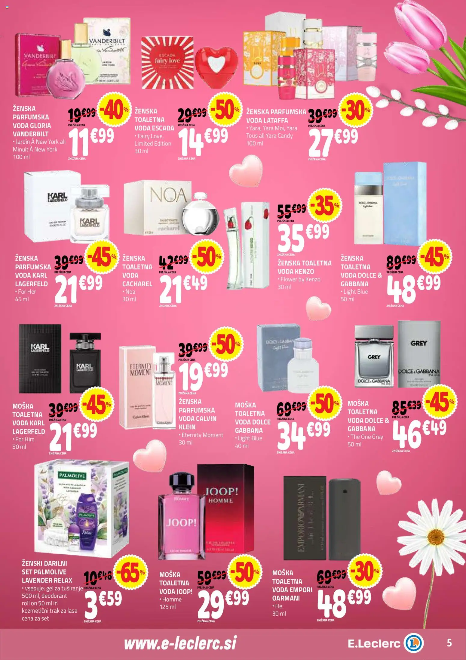 Novi E.leclerc katalog ponudbe – veljaven od 25.02.2026 | Stran: 5 | Izdelki: Gel za tusiranje, Deodorant, Voda, Toaletna voda