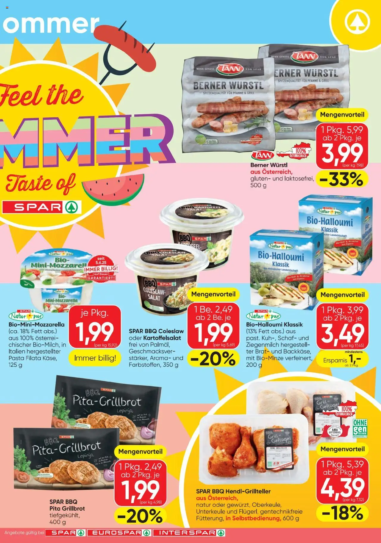 Spar Feel the Summer gültig ab 07.08.2025 | Seite: 3 | Produkte: Pasta, Salat, Grill