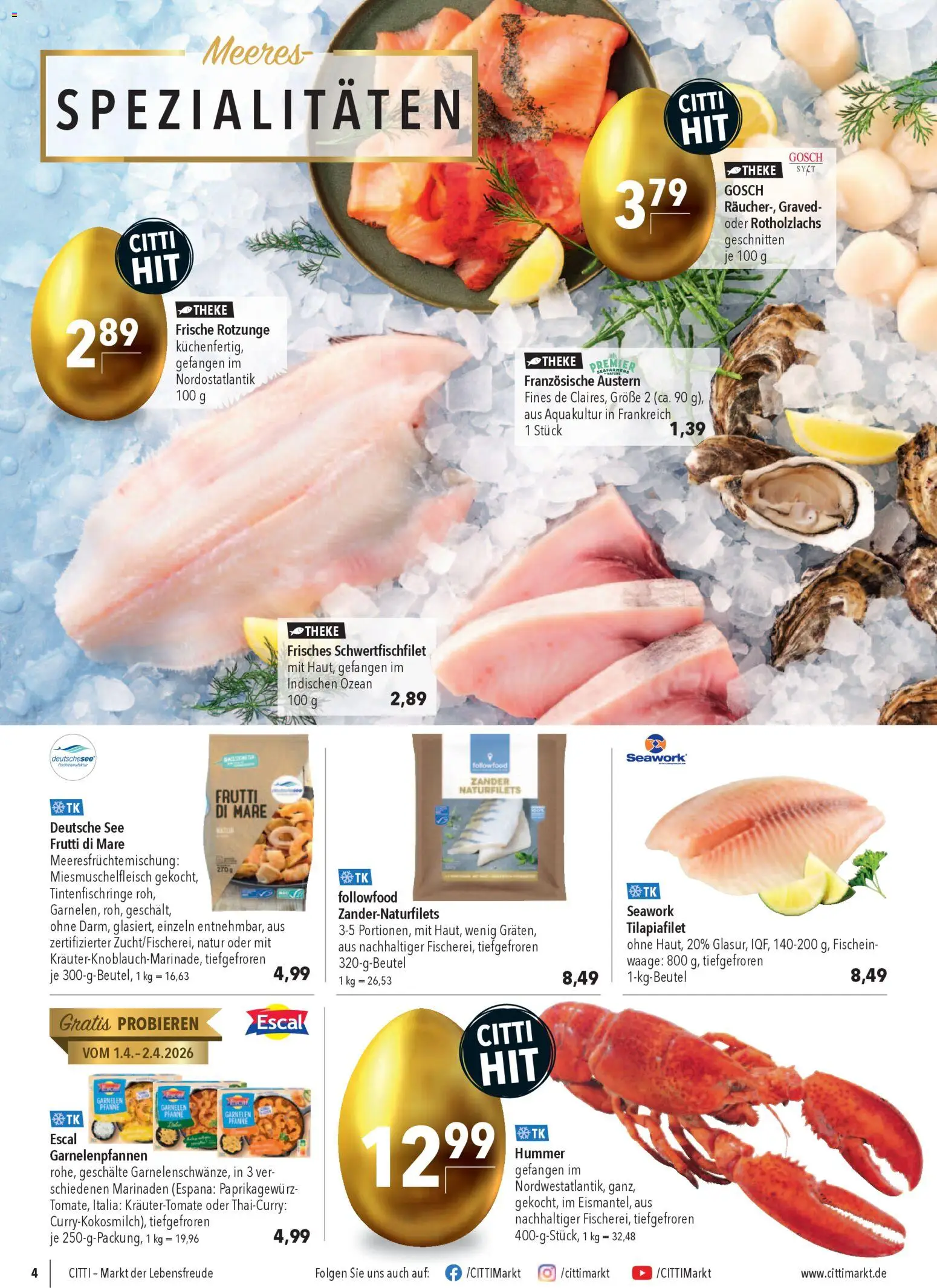 CITTI Markt Prospekt 	 – gültig ab 01.04.2026 | Seite: 4 | Produkte: Theke, Garnelen