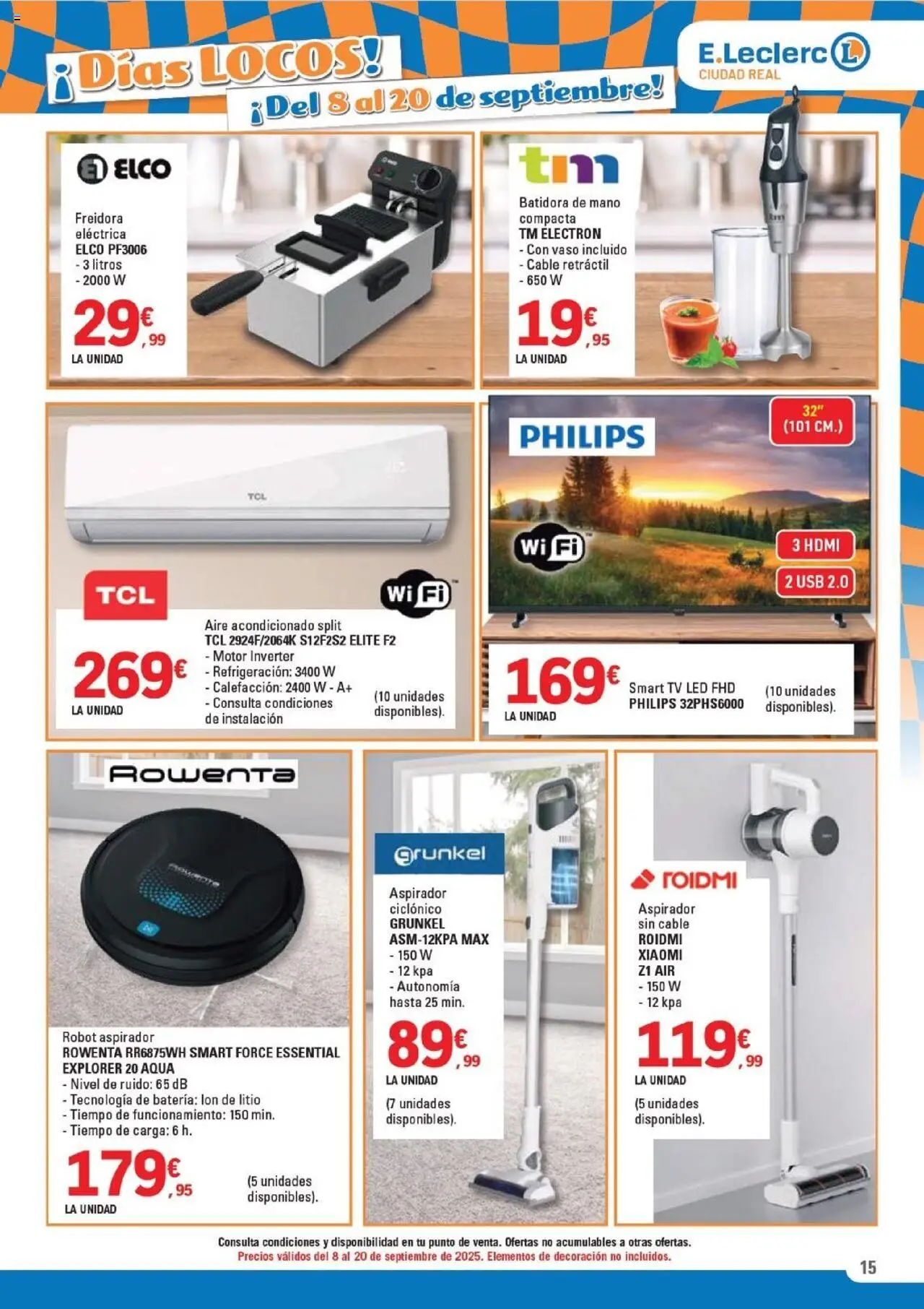 E.Leclerc folleto │ válido desde el 08.09.2025 | Página: 15 | Productos: Cable, USB, Freidora, Batería