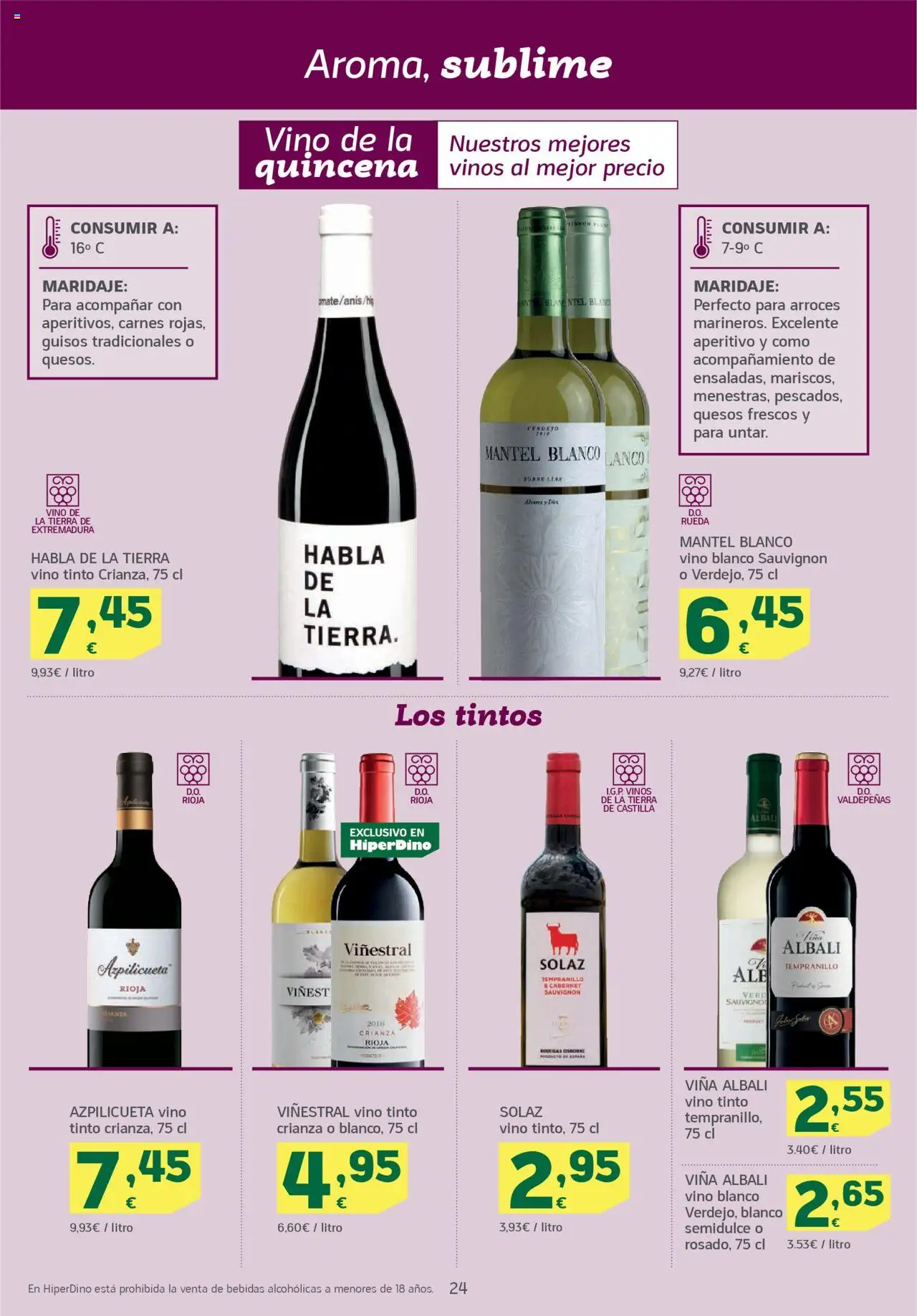 HiperDino folleto │ válido desde el 24.06.2025 | Página: 24 | Productos: Mantel, Vino