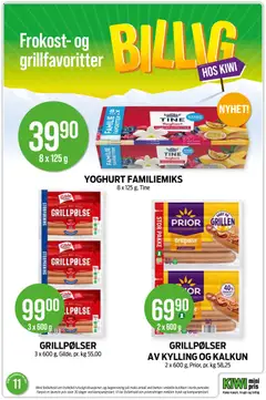 Forhåndsvisning av GRILLPØLSER AV KYLLING OG KALKUN, 2 x 600 g, Prior, pr. kg 58,25 gyldig fra 09.03.2026 | Side: 11 | Produkter: Yoghurt, Kylling, Папір, Kalkun