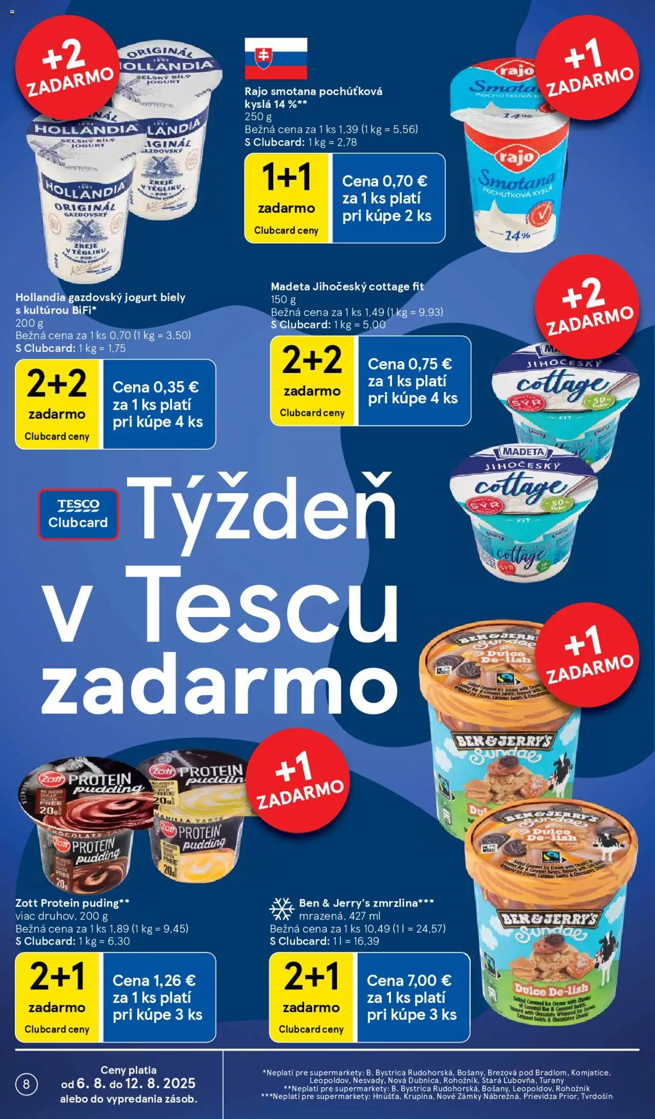 Tesco Supermarket - leták │ platný od 06.08.2025 | Strana: 8 | Produkty: Jogurt, Smotana, Protein, Puding