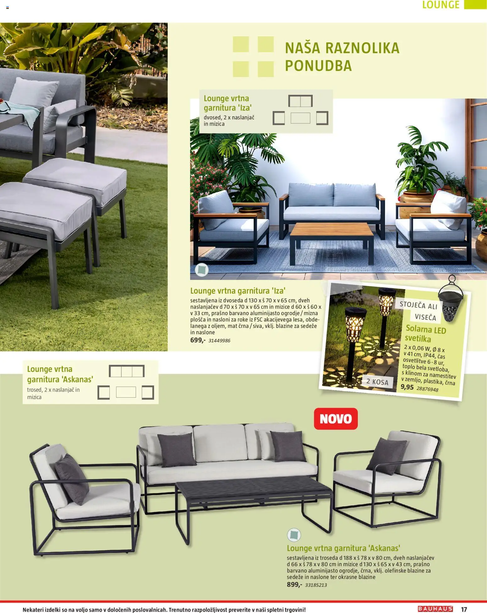 Novi Bauhaus katalog ponudbe – veljaven od 22.04.2026 | Stran: 17 | Izdelki: Vrtna garnitura, Mizica, Naslanjač, Svetilka
