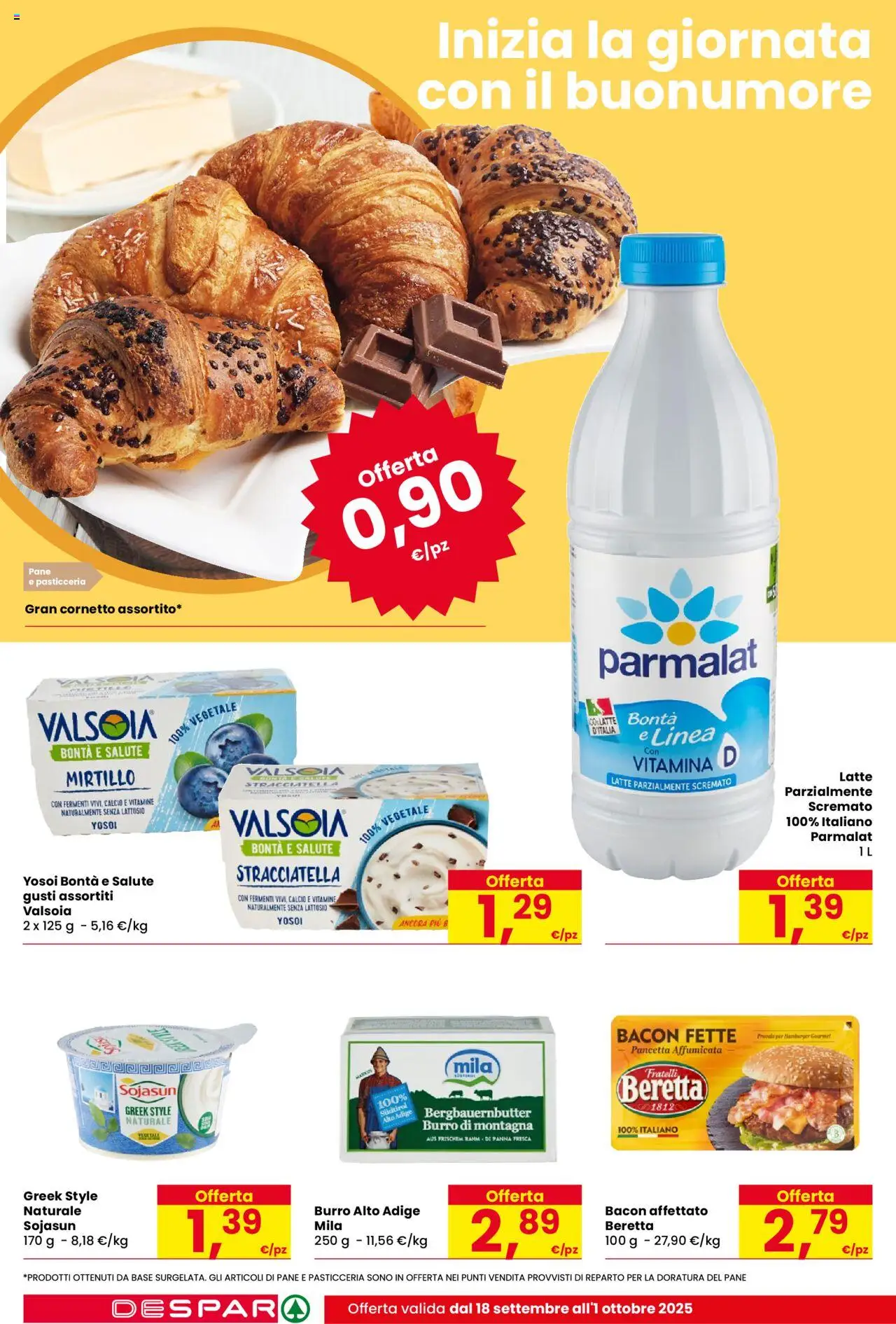 Volantino Despar del 18.09.2025 | Pagina: 8 | Prodotti: Pane, Latte, Hamburger, Stracciatella