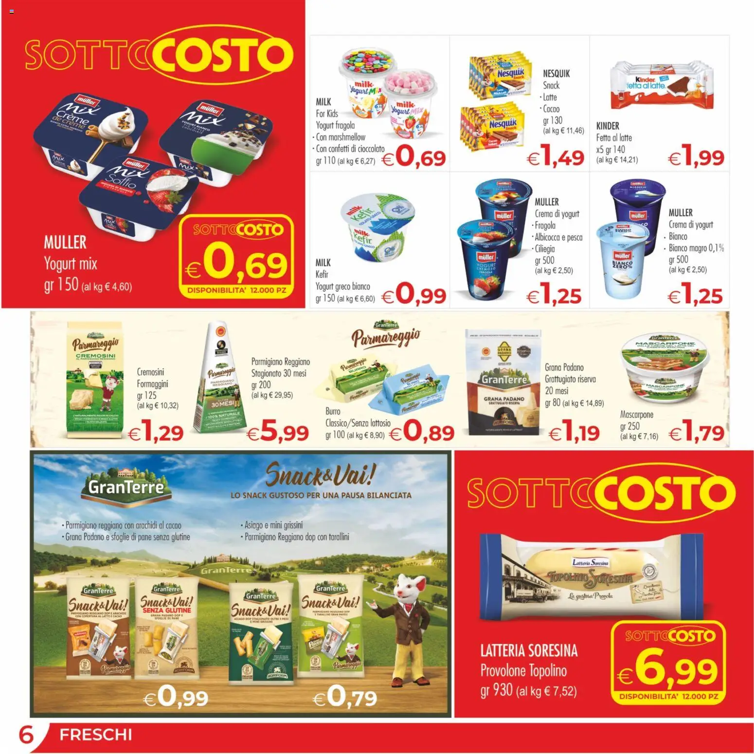 Volantino MerSi Supermercati del 04.03.2026 | Pagina: 6 | Prodotti: Provolone, Yogurt greco, Pesca, Parmigiano reggiano