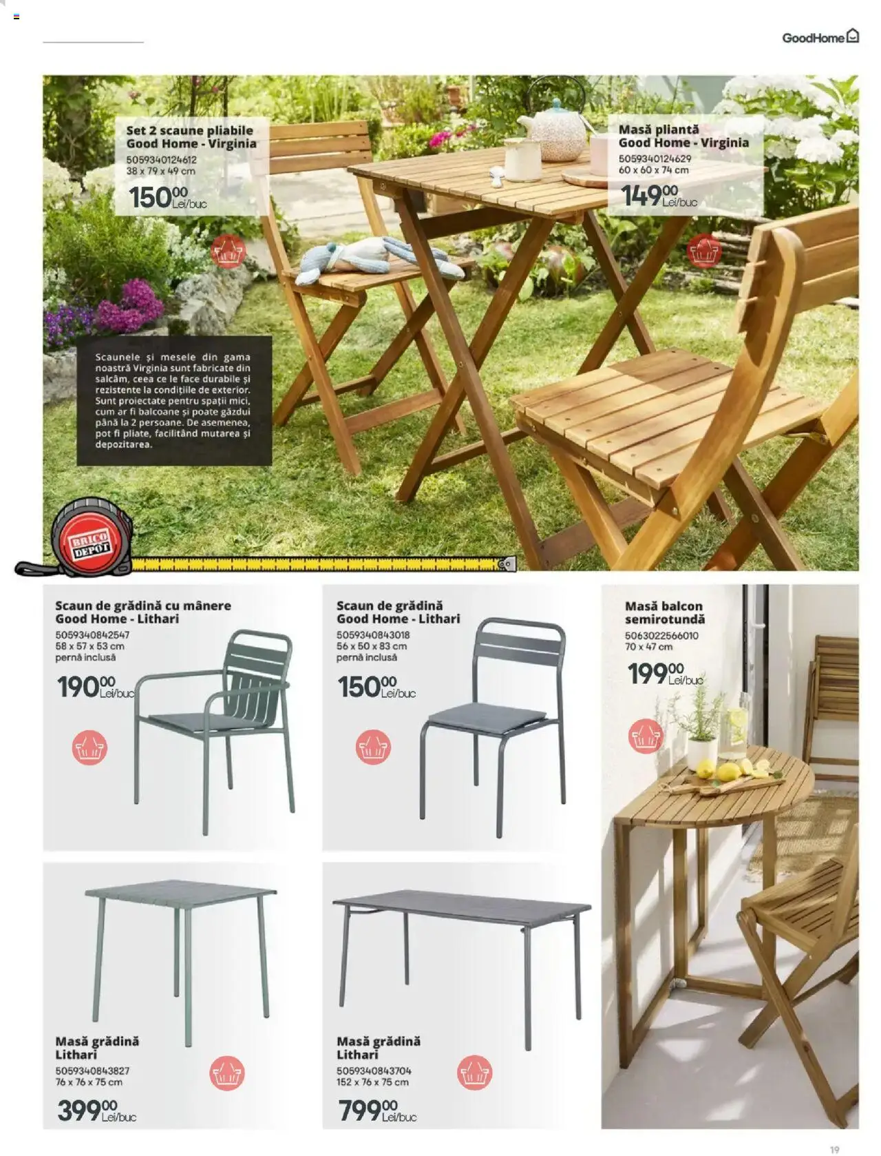 Noul catalog Brico Depot – valabil de la 28.03.2025 | Pagină: 19 | Produse: Pernă, Masă, Scaun