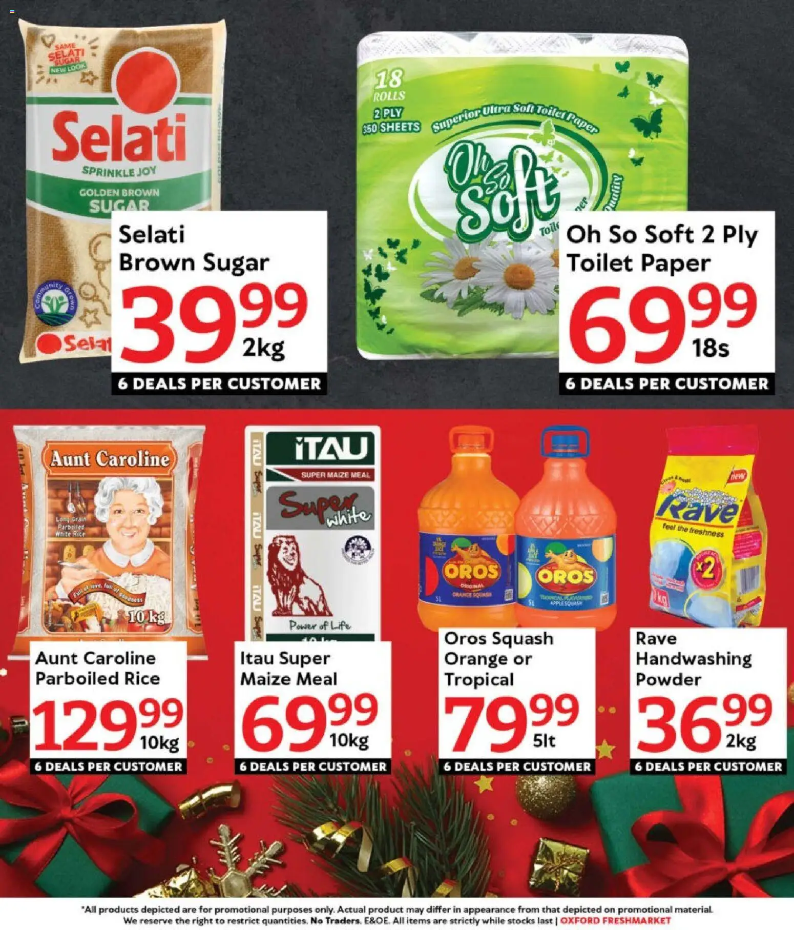 New Oxford Freshmarket catalogue – valid from 06.12.2025 | Page: 2 | Products: Squash, Maize meal, Powder, Rice
