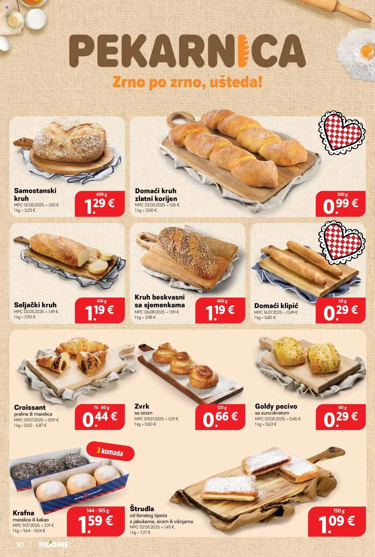 Plodine katalog | vrijedi od 27.08.2025 | Stranica: 10 | Proizvodi: Praline, Kruh, Kakao, Pecivo