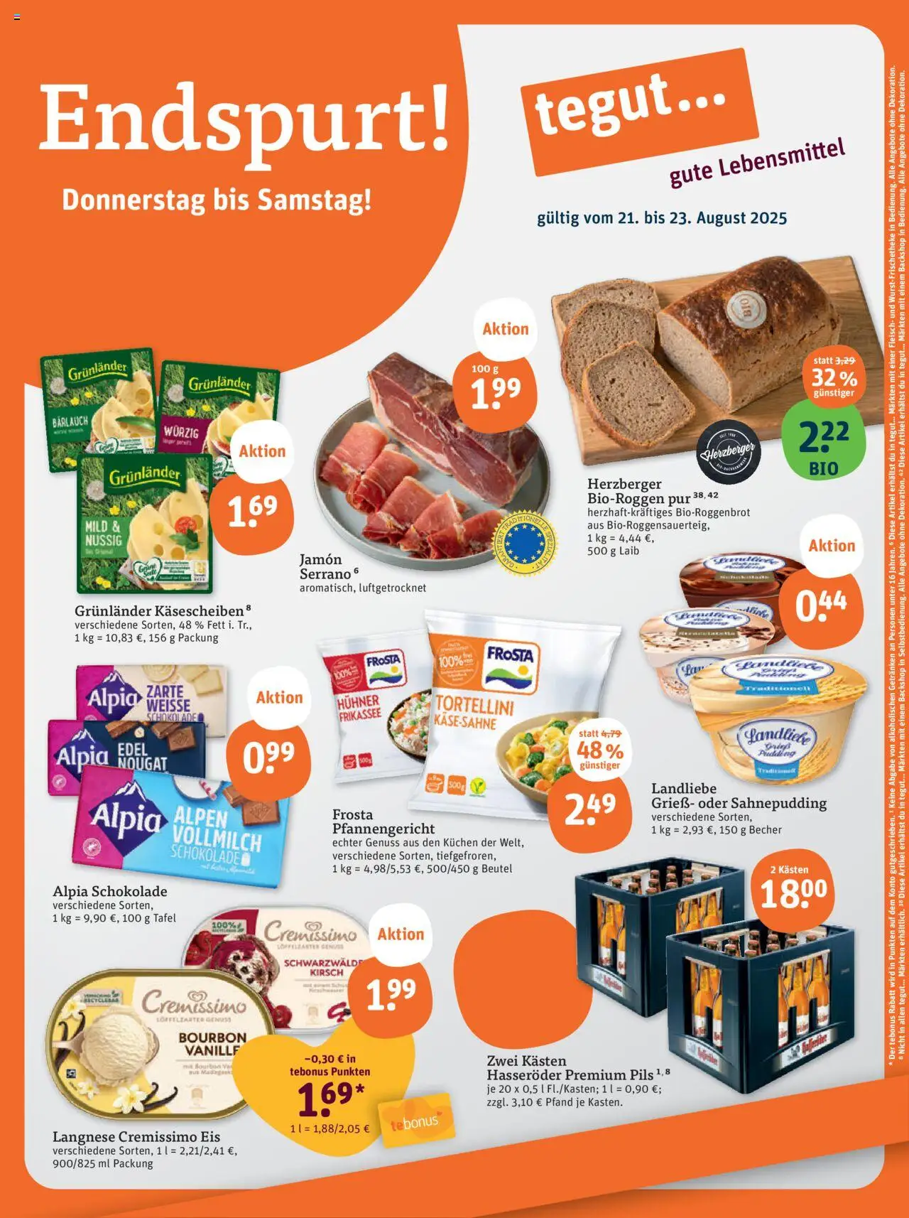 Tegut Prospekt - gültig ab dem 21.08.2025 | Seite: 1 | Produkte: Langnese, Cremissimo, Schokolade, Bourbon