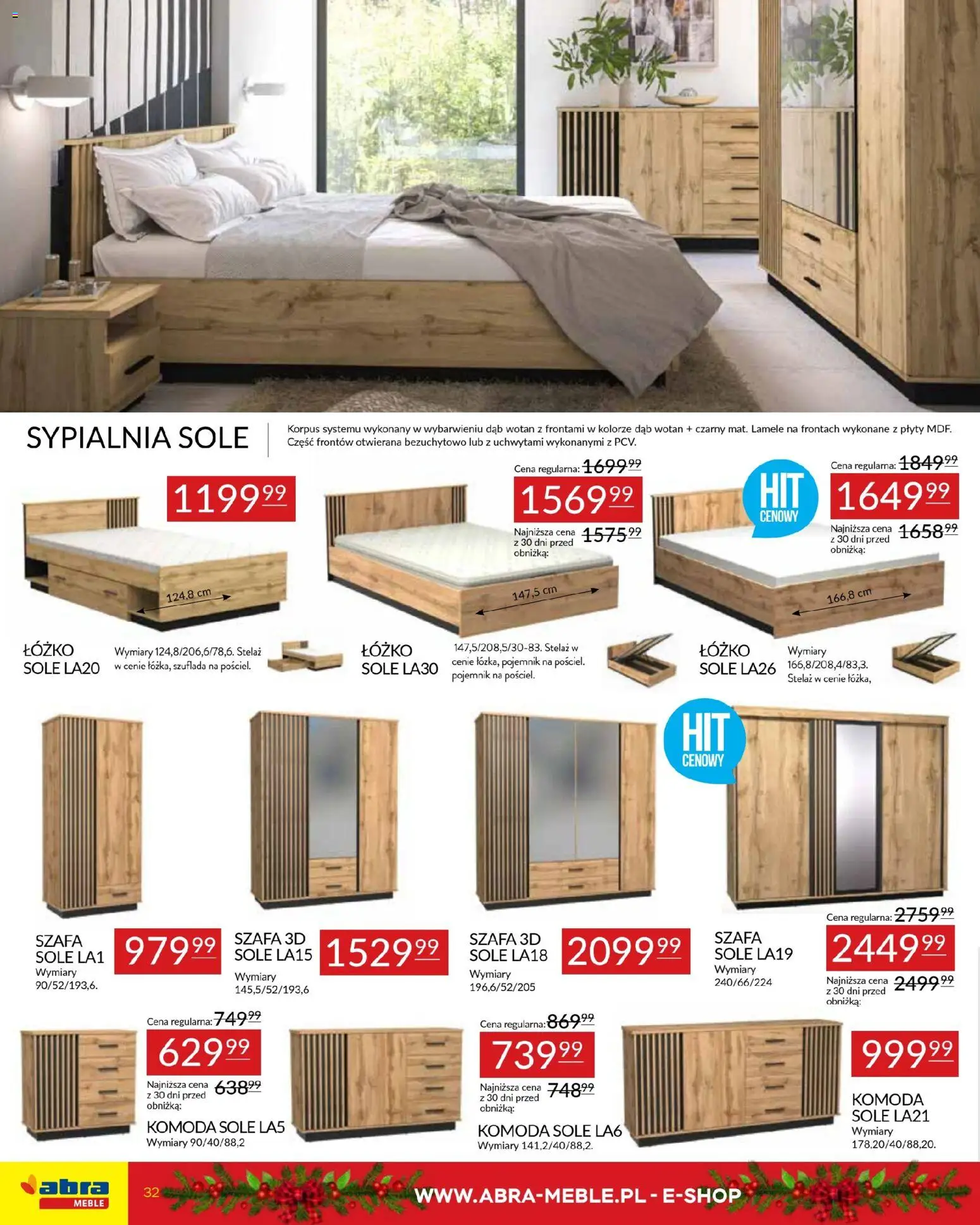 Abra meble Gazetka od 03.12.2025 | Strona: 32 | Produkty: Plyty, Łóżko, Szafa, Komoda