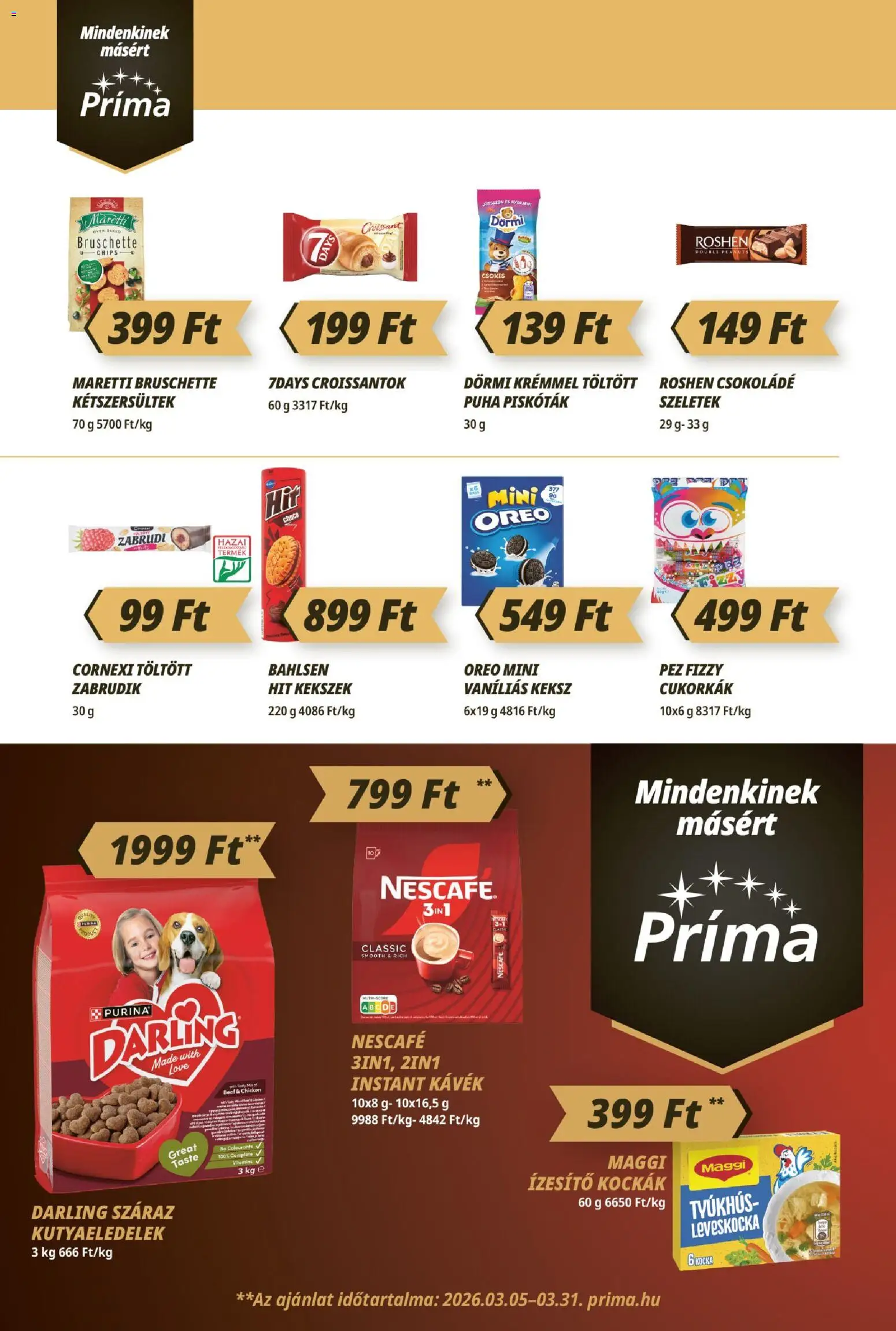 CBA Príma akciós ujság - amely érvényes a következő dátumtól: 26.03.2026 | Oldal: 8 | Termékek: Leveskocka, Maggi, Kekszek, Keksz