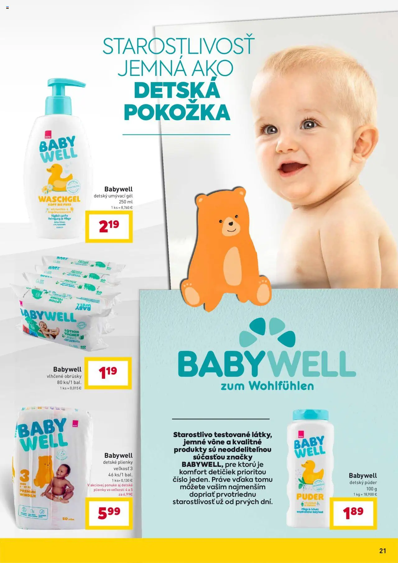 Nové Billa akcie – leták je platný od 10.09.2025 | Strana: 21 | Produkty: Púder, Plienky