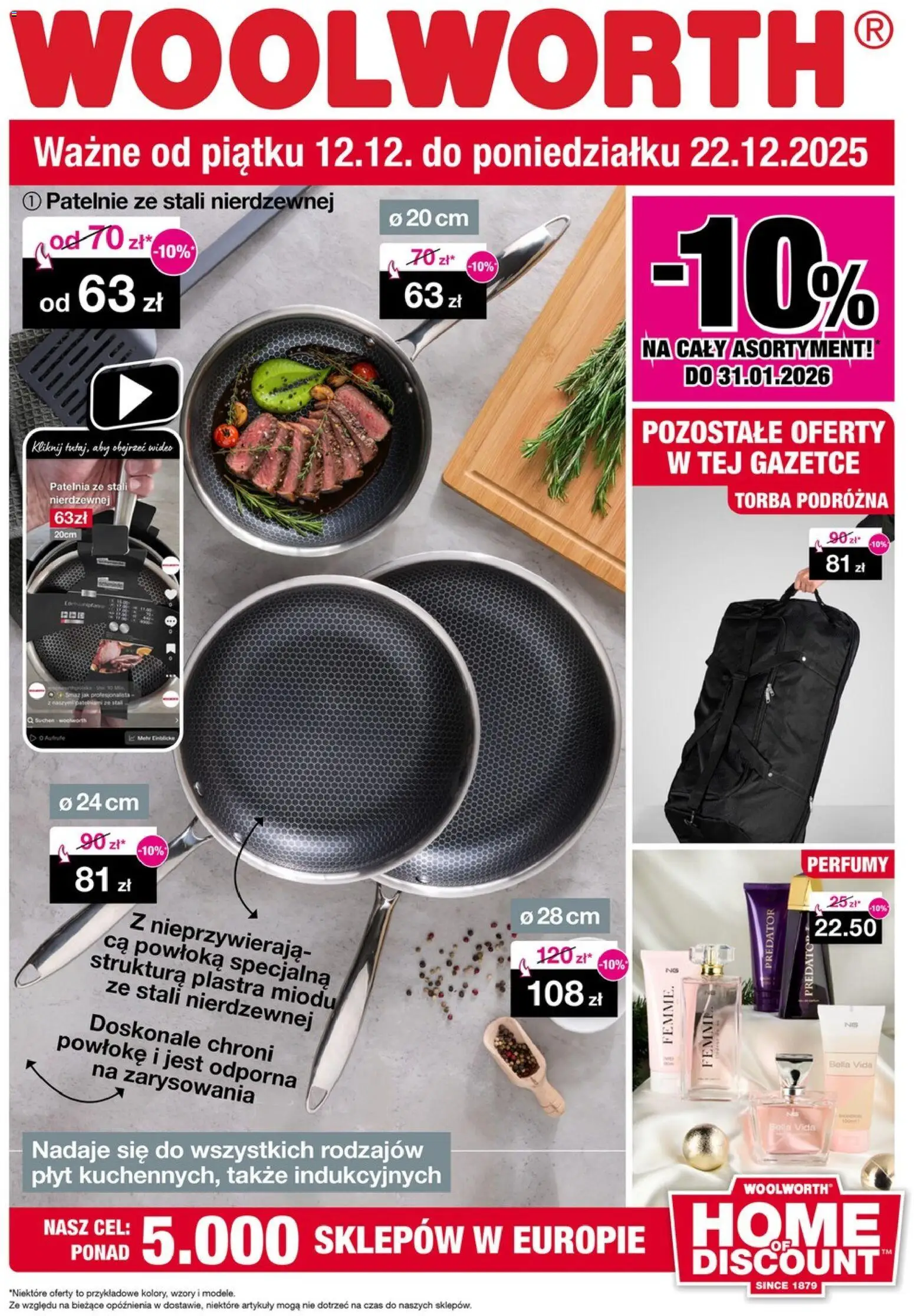 Woolworth Gazetka od 12.12.2025 | Strona: 1 | Produkty: Wideo, Torba, Patelnie, Perfumy